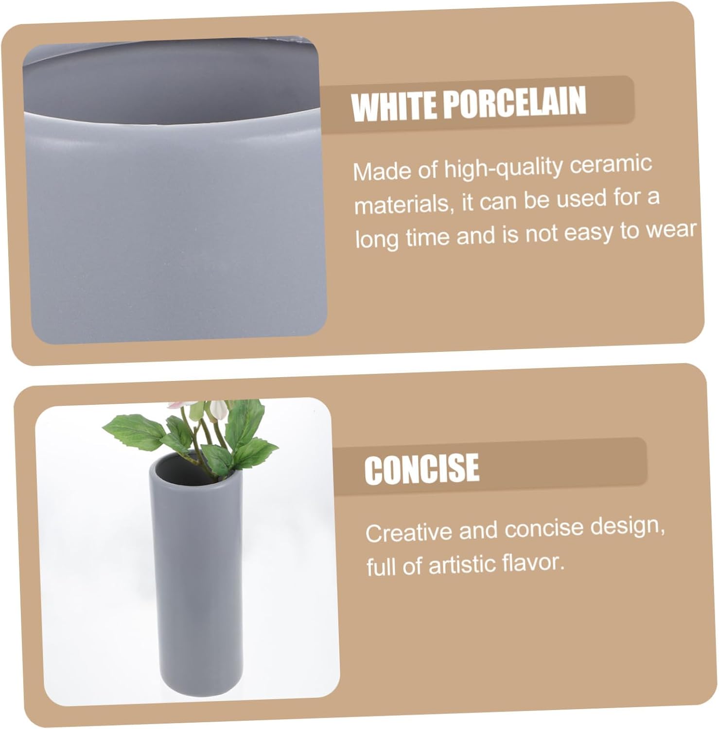 Cabilock Black Flower Vase Ceramic Planter for Dried Flowers and Plant Lovers