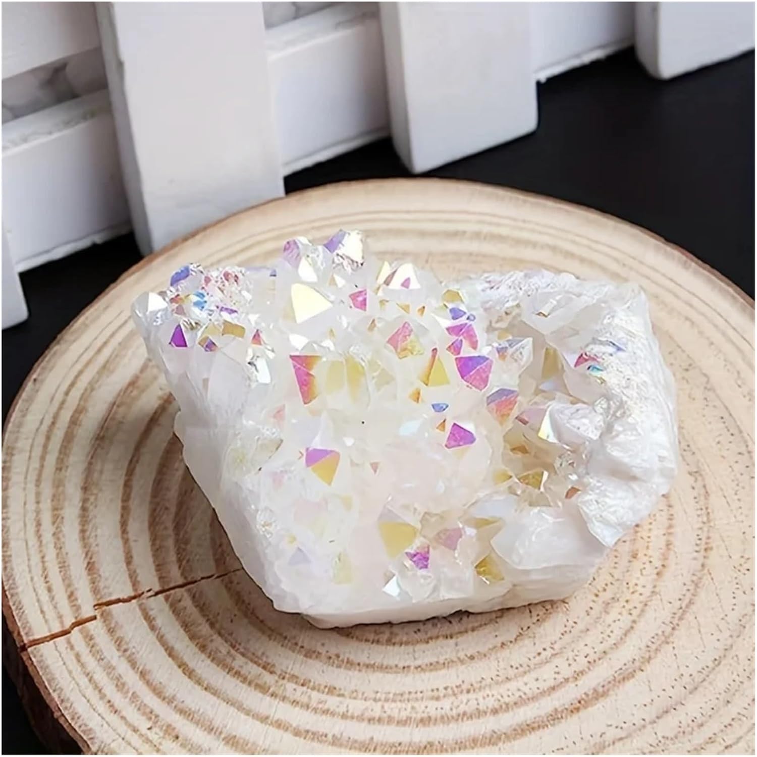 White Angel Aura Quartz Cluster Home Decor 1