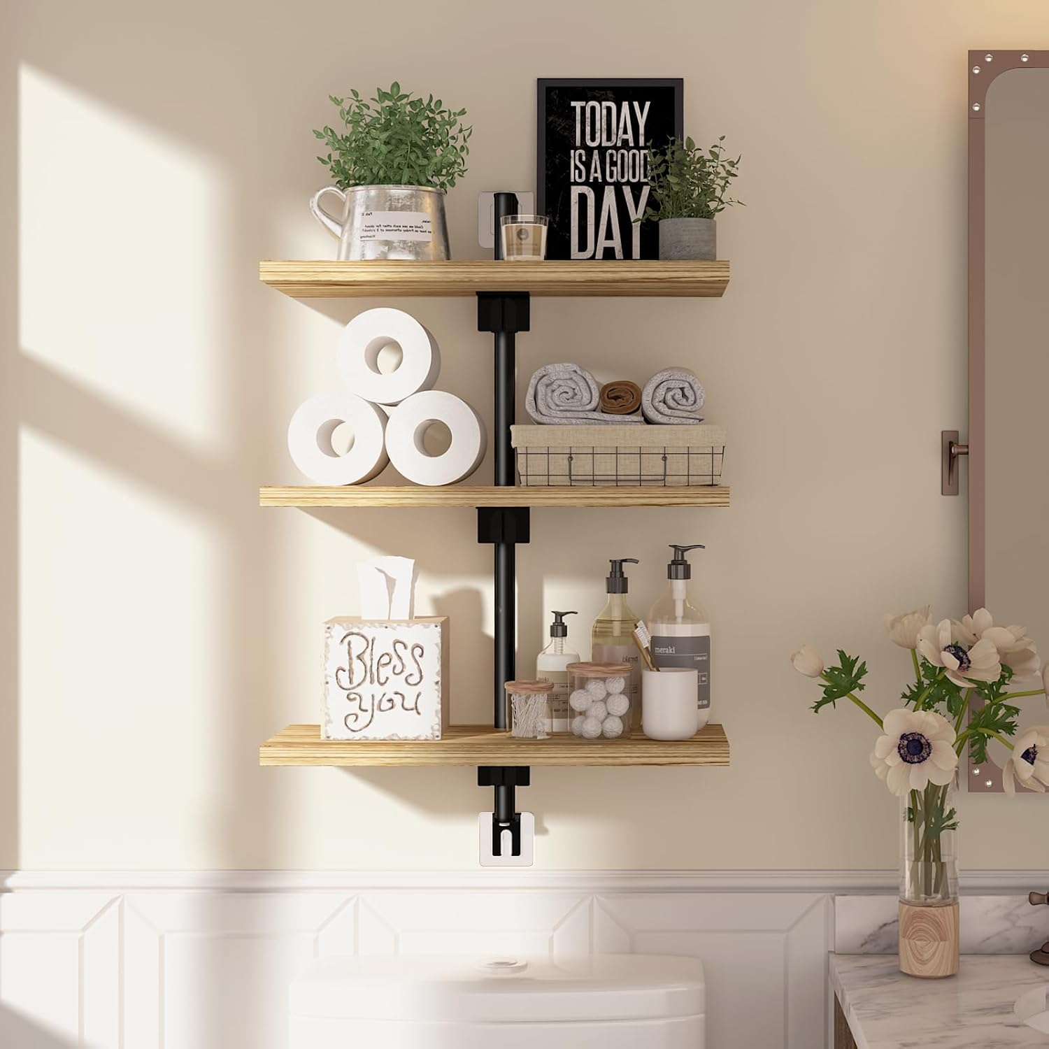 WXCGX Adjustable Height Floating Shelves for Bathroom Wall