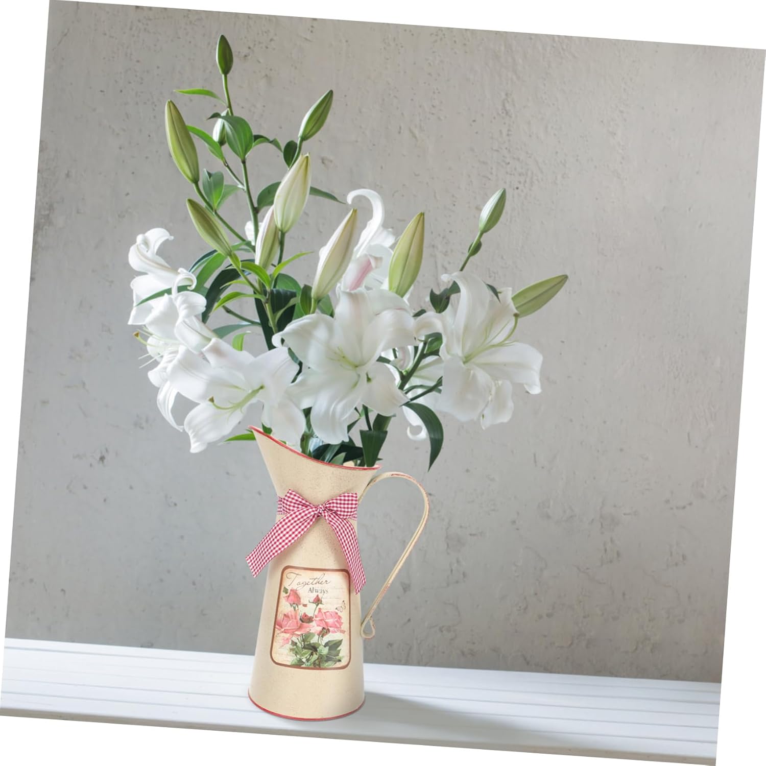 Vintage Metal Flower Bucket Planter for Farmhouse Decor