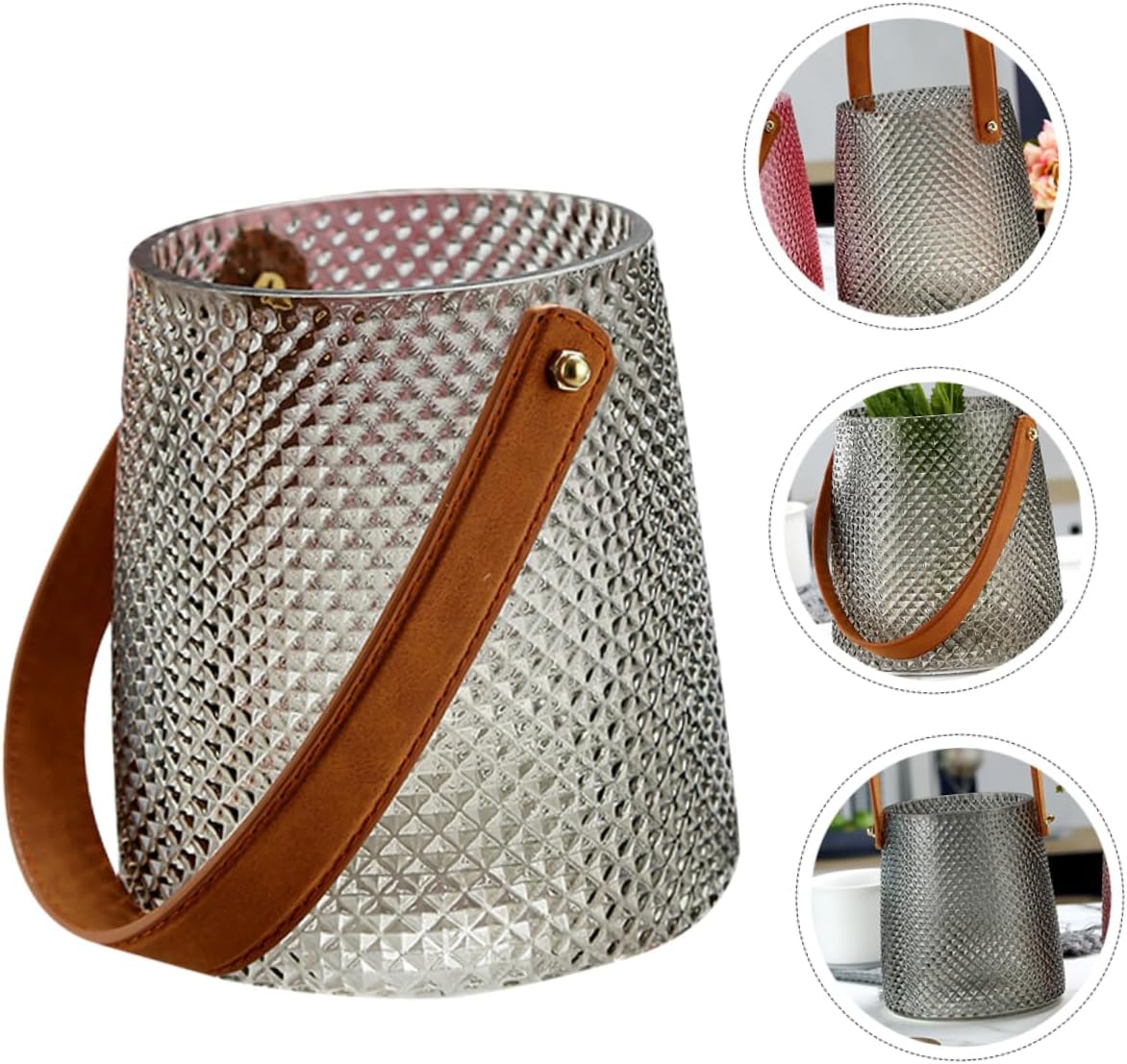 Ciieeo Simple Grey Glass Flowerpot for Home Office Decor