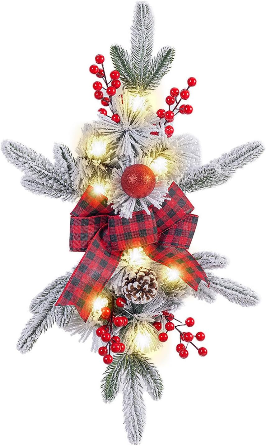TITA-DONG Christmas Artificial Swags 236 Inch Teardrop Wreath with Lights