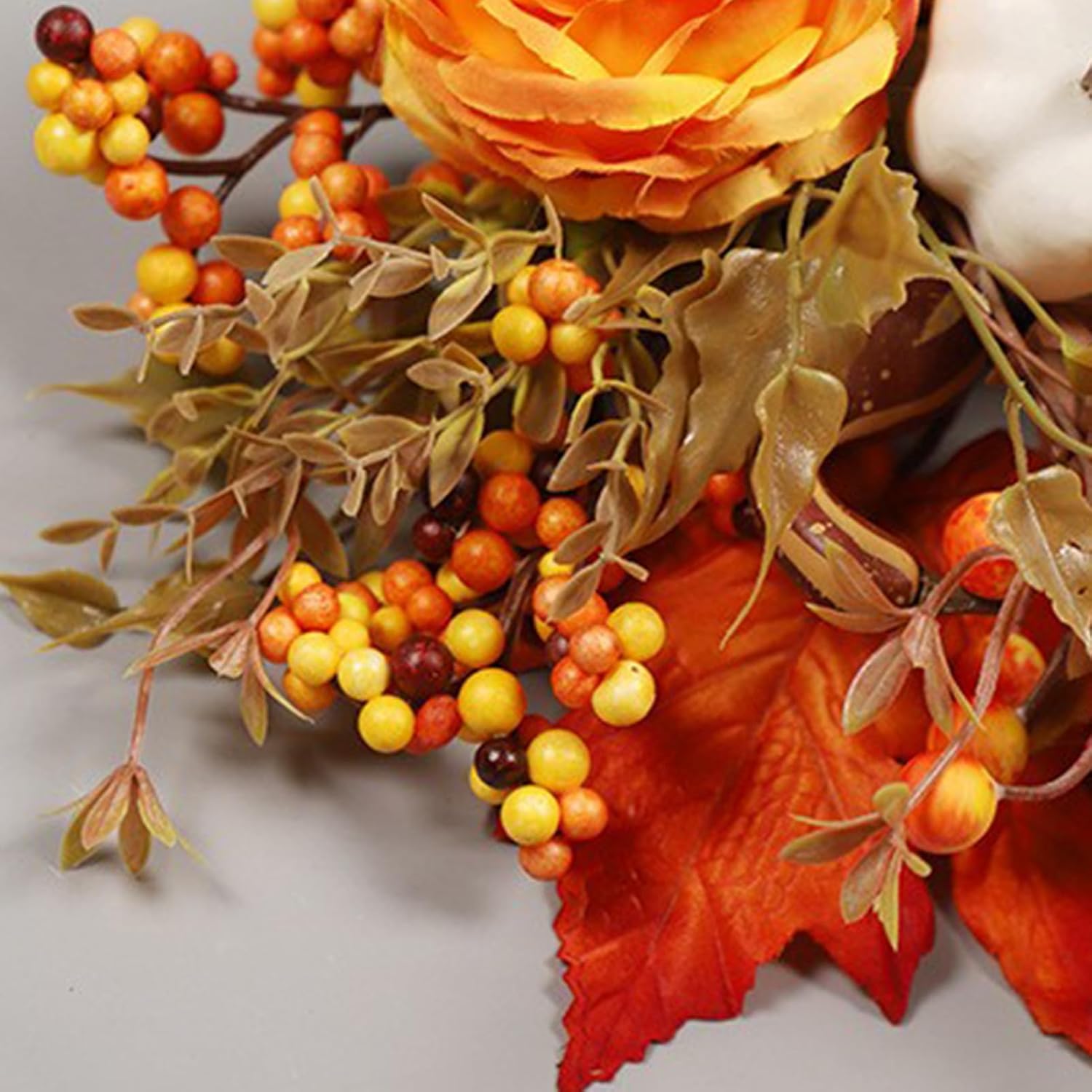 Fall Door Wreath with Peony and Pumpkin Decor