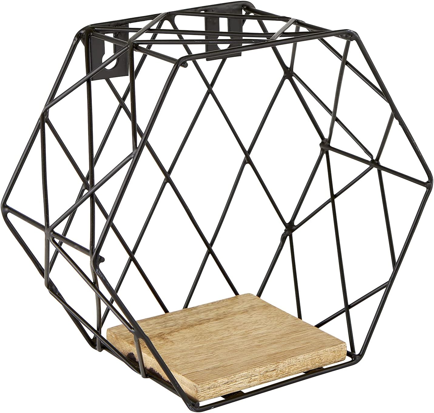 47th And Main Honeycomb Floating Wall Shelf Small Mango WoodBlack