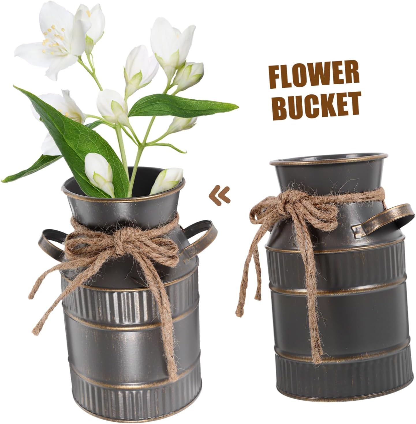 Zerodeko Retro Iron Flower Bucket with Double Handles