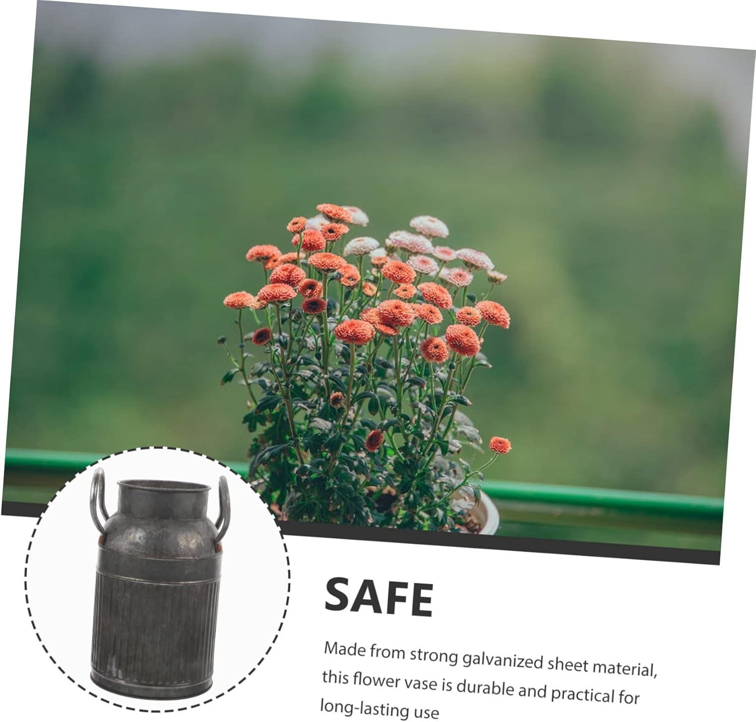 Vintage Flower Bucket Planter Pot Rustic Decorative Vase for Balcony