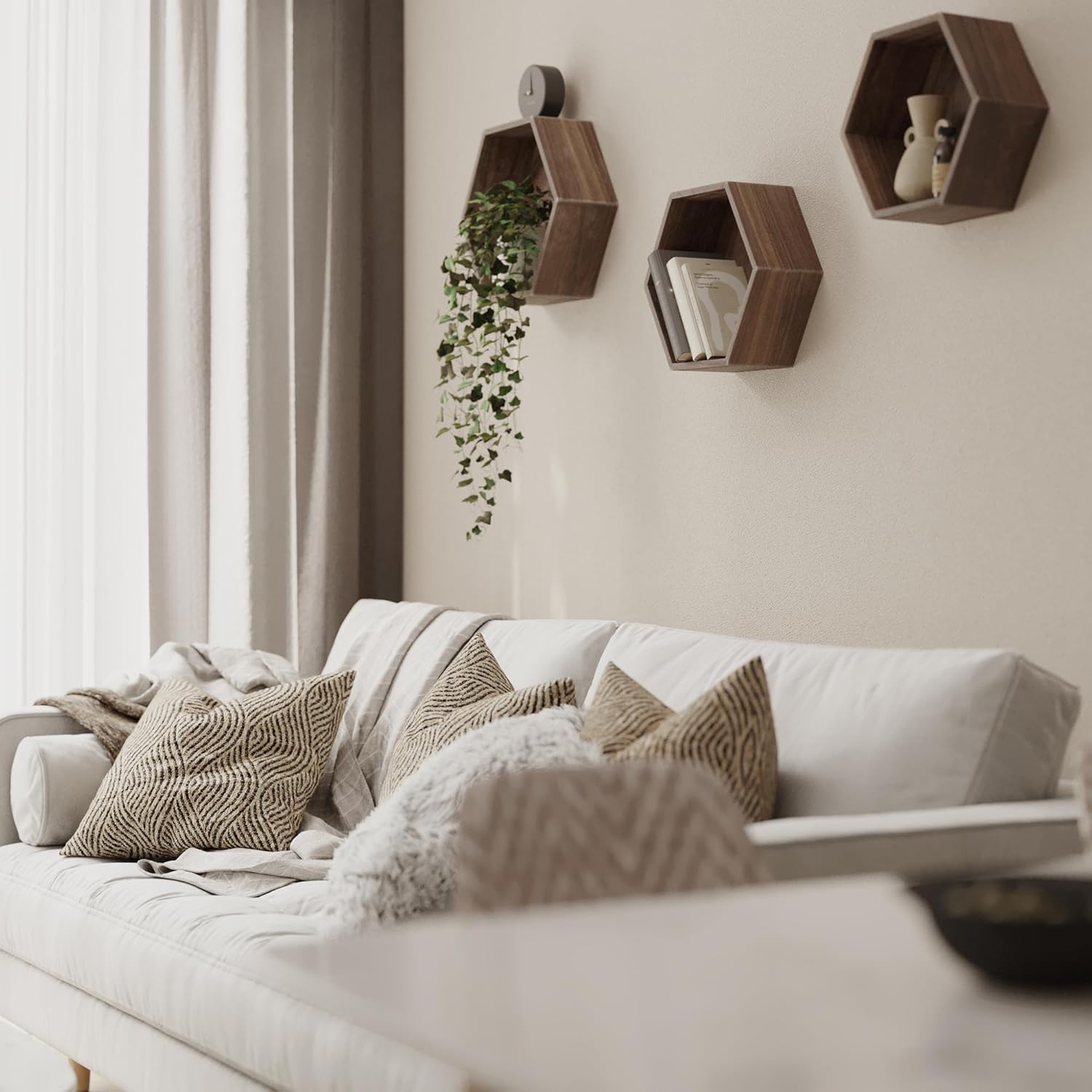 Rustic State Brooks Hexagon Floating Shelves Set of 3