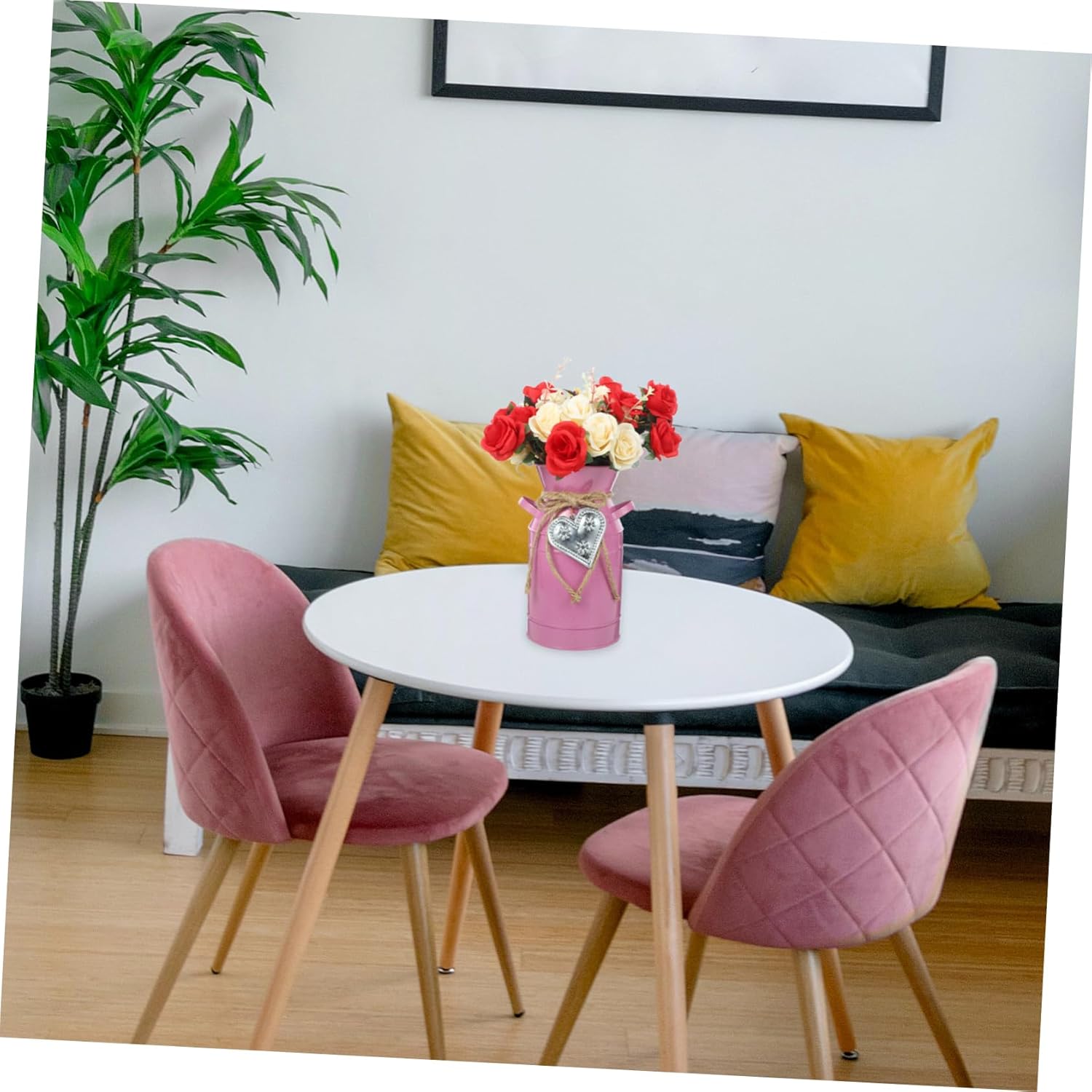 Balacoo Pink Iron Bucket Flower Arranger