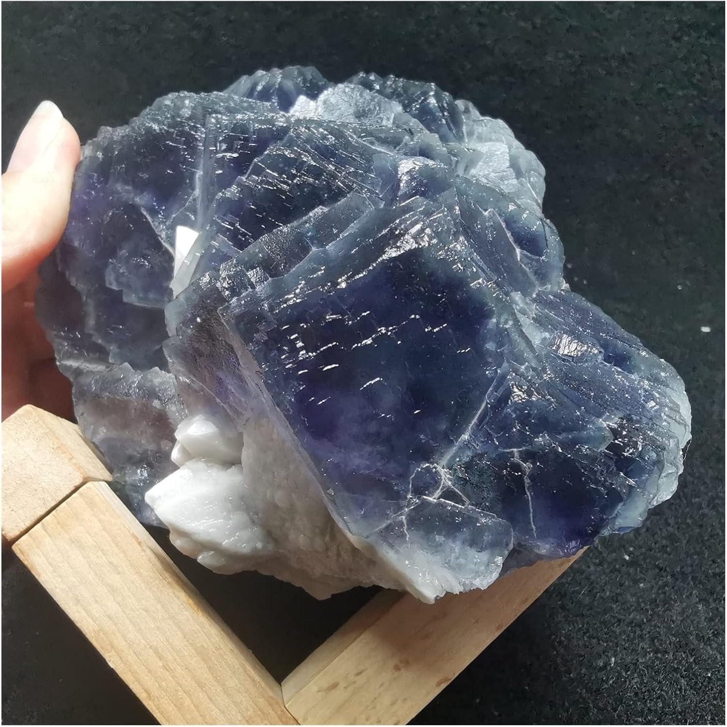 FIDEMM Natural Crystal Rough Purple Blue Fluorite and Quartz Mineral Specimen