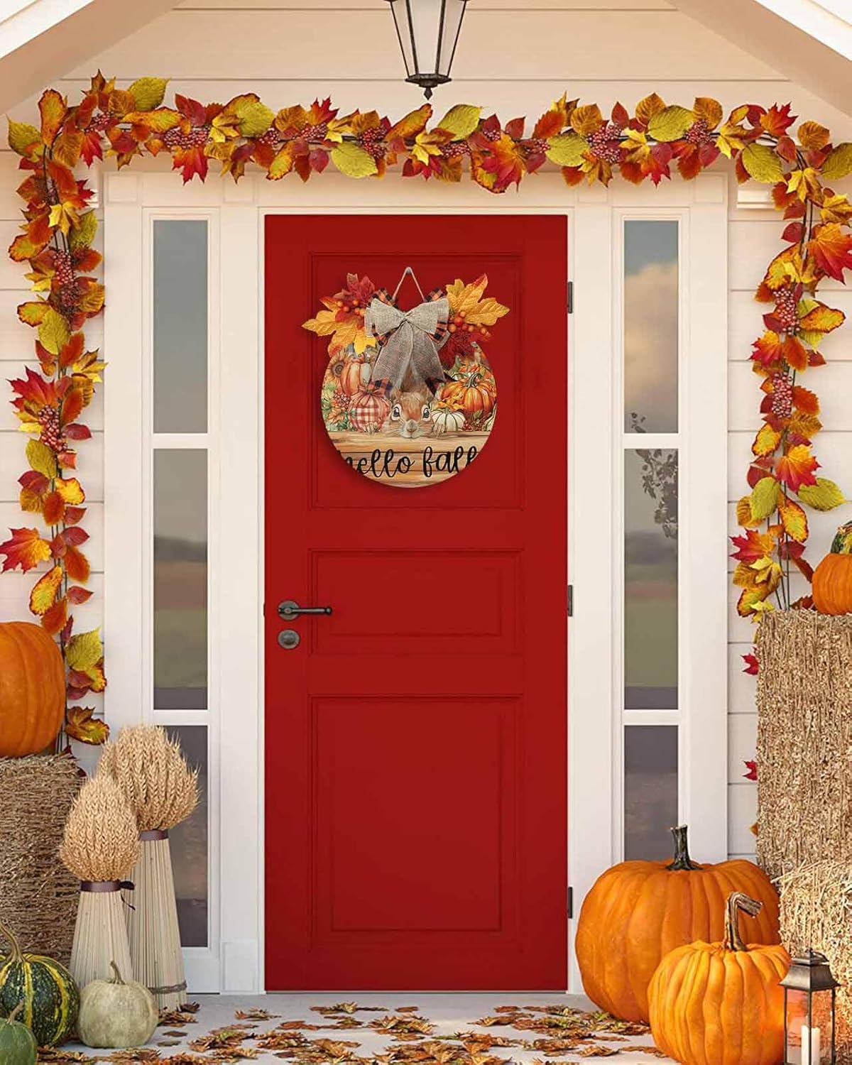 Welcome Sign Fall Thanksgiving Wreath Decorations