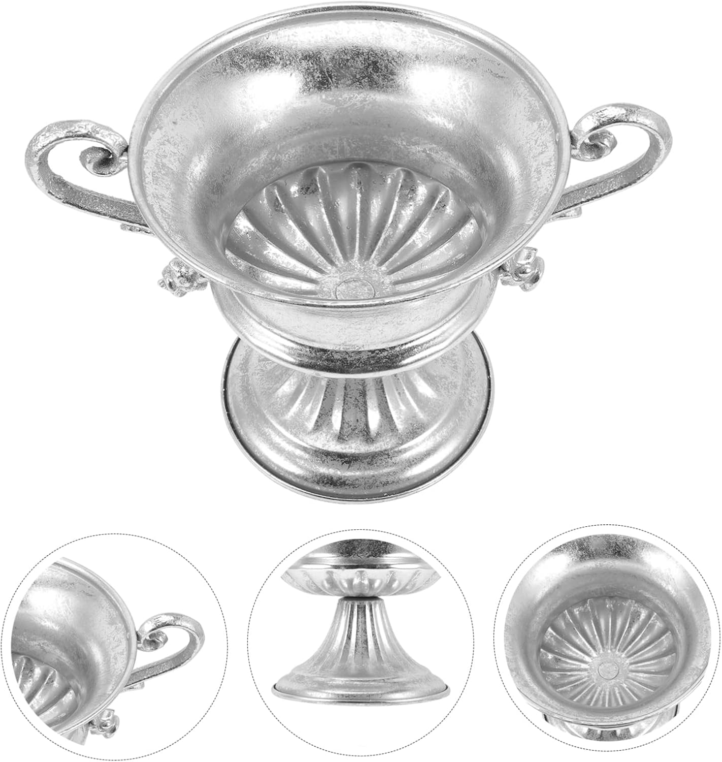 Vintage Silver Footed Vase Chinoiserie Design