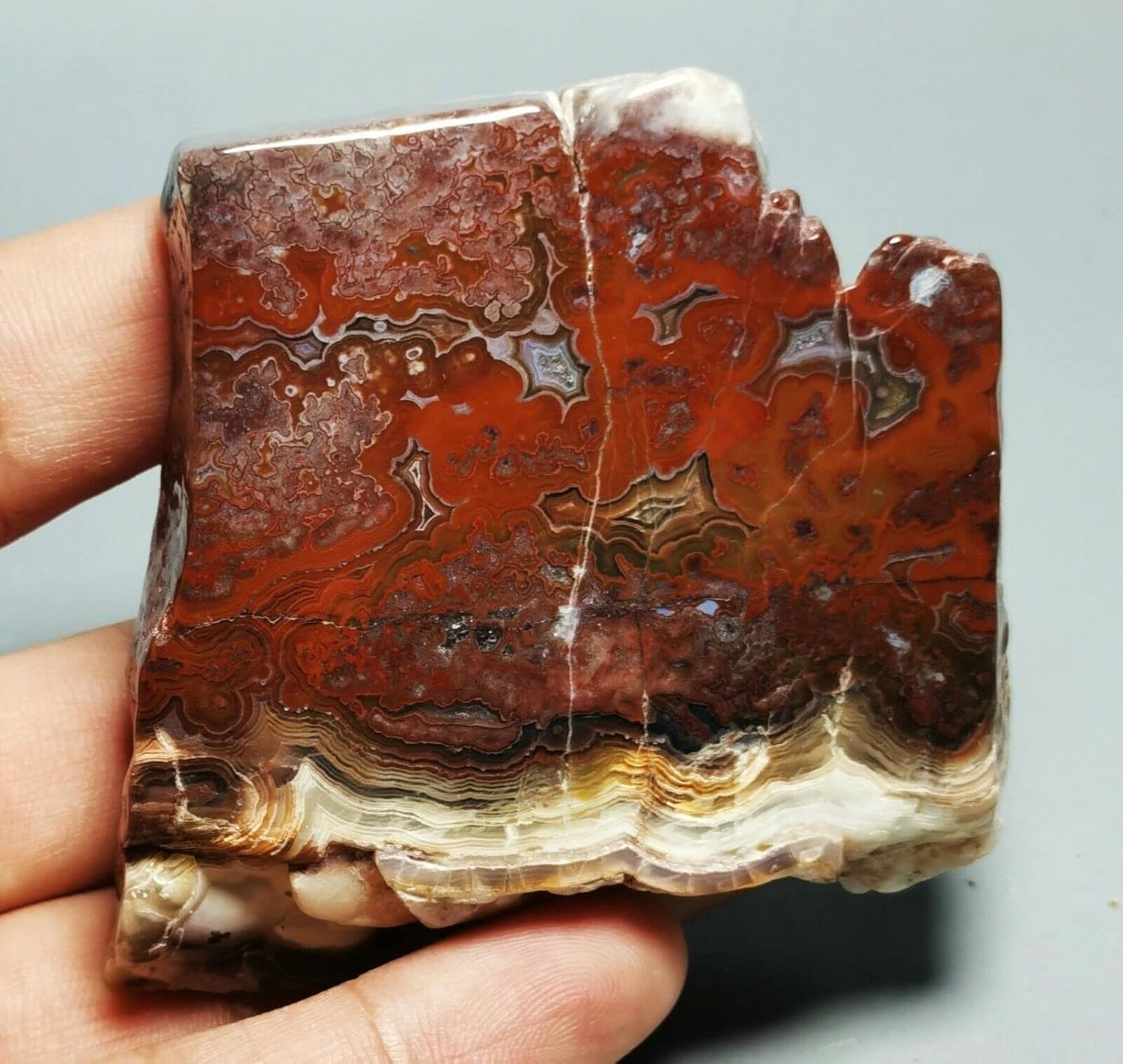 Mexican Lace Agate Crystal Display Slab Reiki Stone