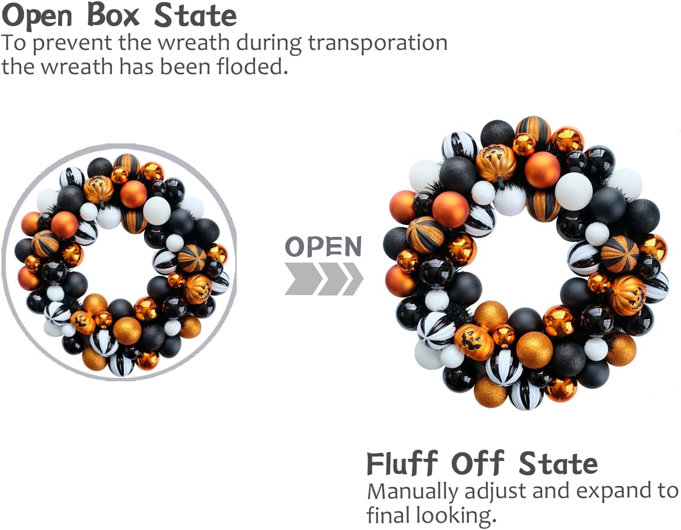 Bibelot 18 Inch Halloween Wreath for Front Door Decor