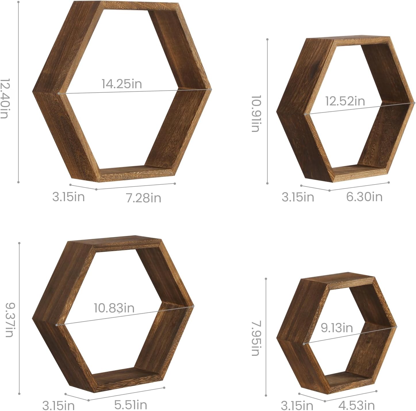 Ybing Honeycomb Shelves Set of 8 Floating Wall Mount