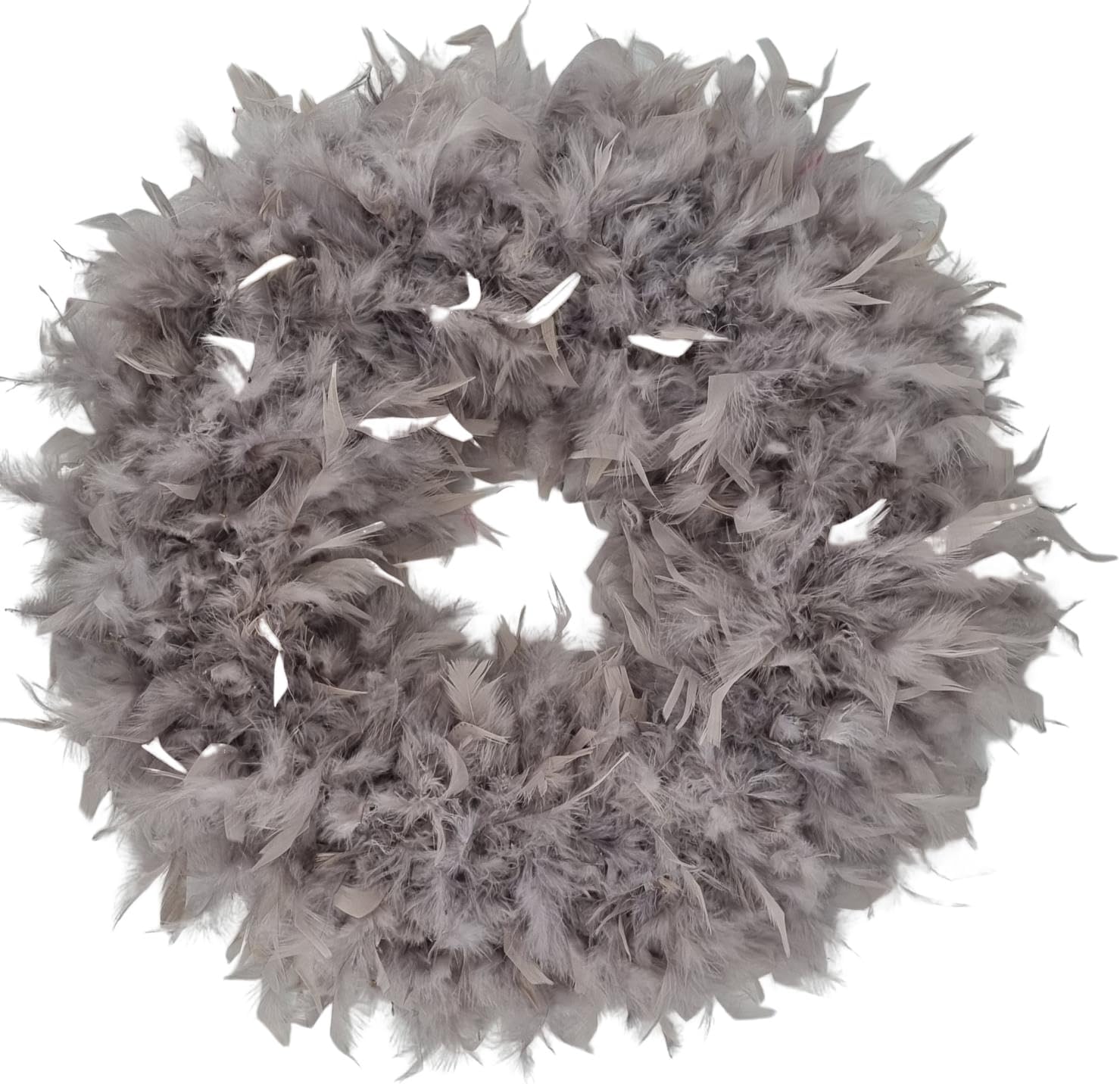 Feather Wreath Decor Taupe Light Grey 50-55 cm