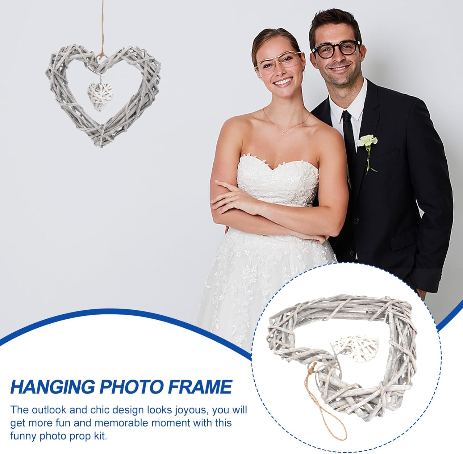 3 Pcs White Lace Pendant Twigs Wreath Heart Garland Photo Frame
