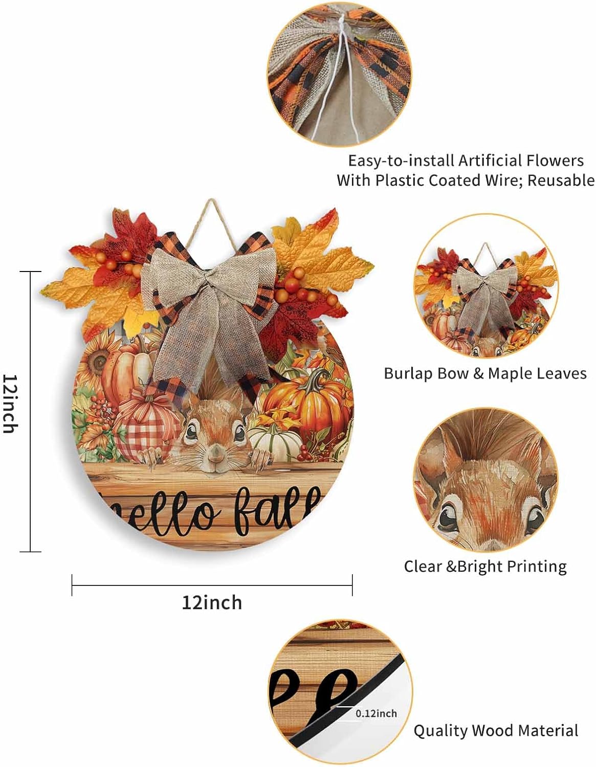 Welcome Sign Fall Thanksgiving Wreath Decorations