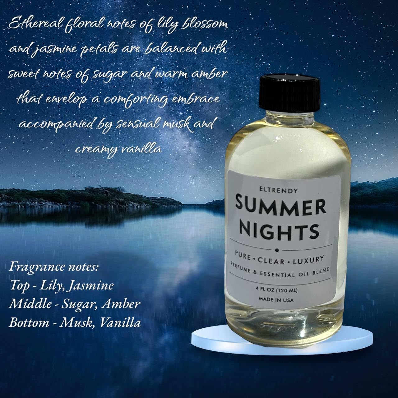 ElTrendy Summer Nights Luxury Aroma Oil Diffuser Refill 4 Fl Oz