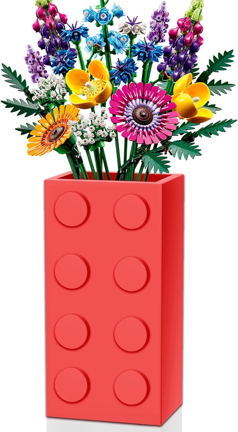Red Vase for Lego Flowers Display Stand