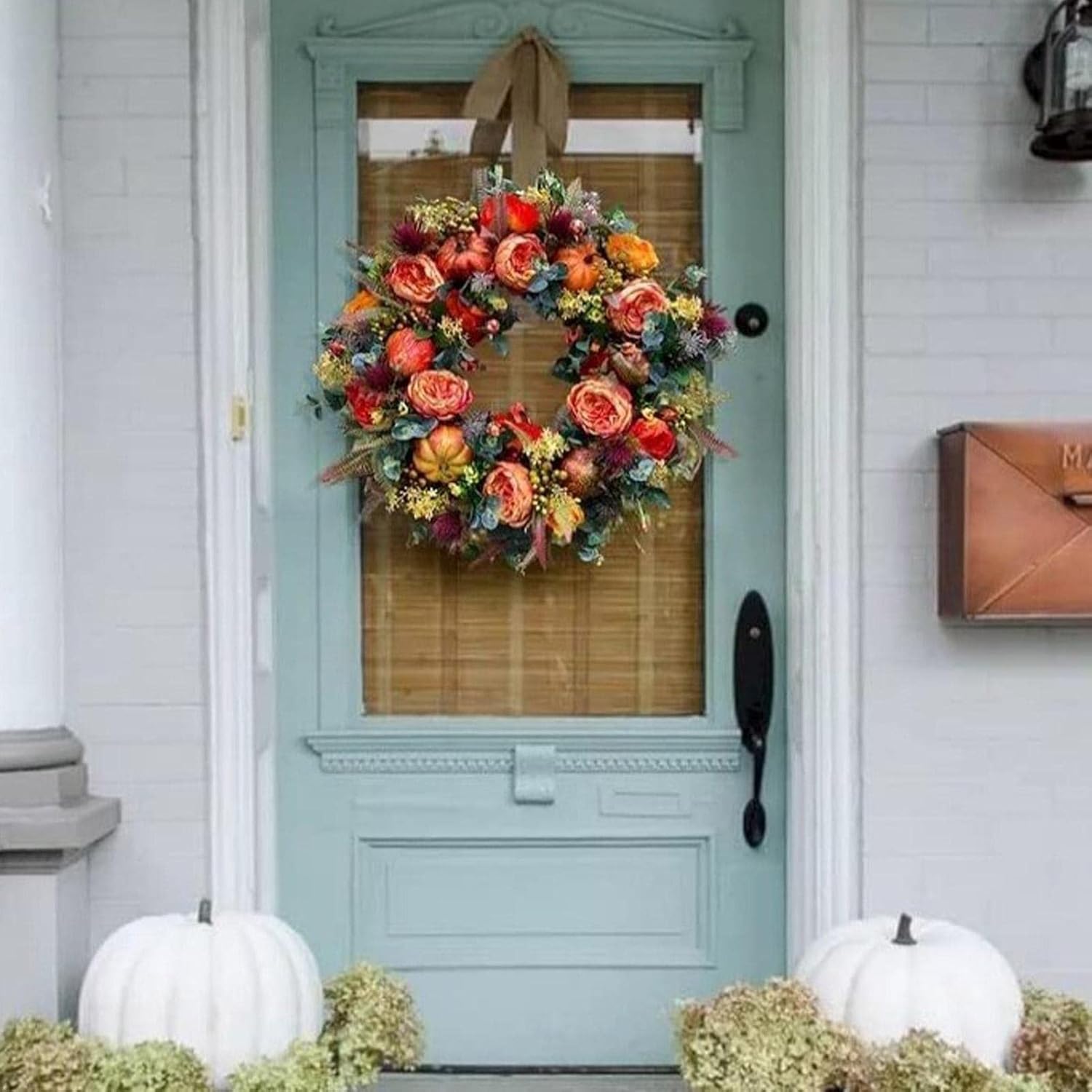 Fall Peony Door Wreath for Farmhouse Decor and Festivals