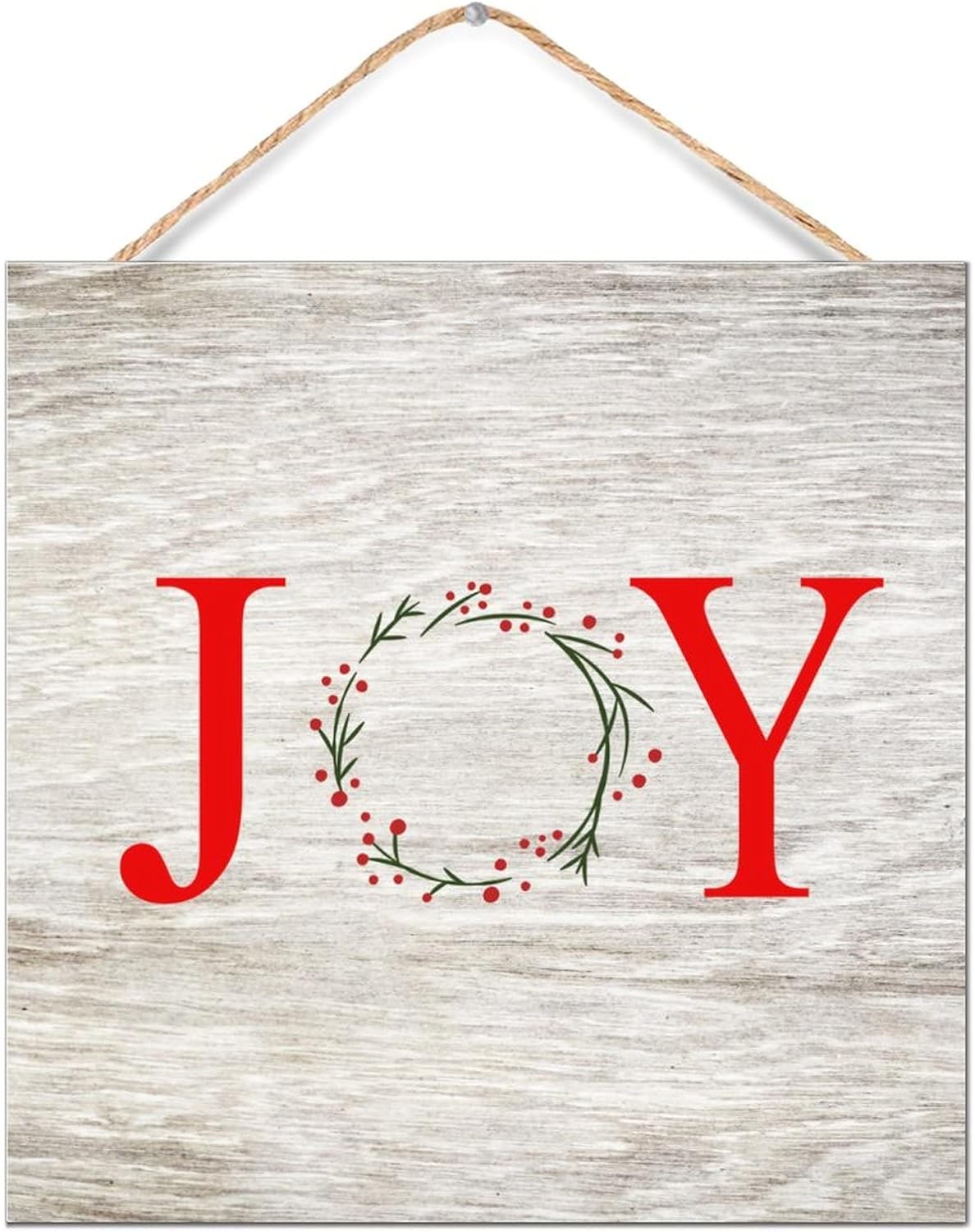 CustonCares Letter Joy Winter Door Wreath Sign