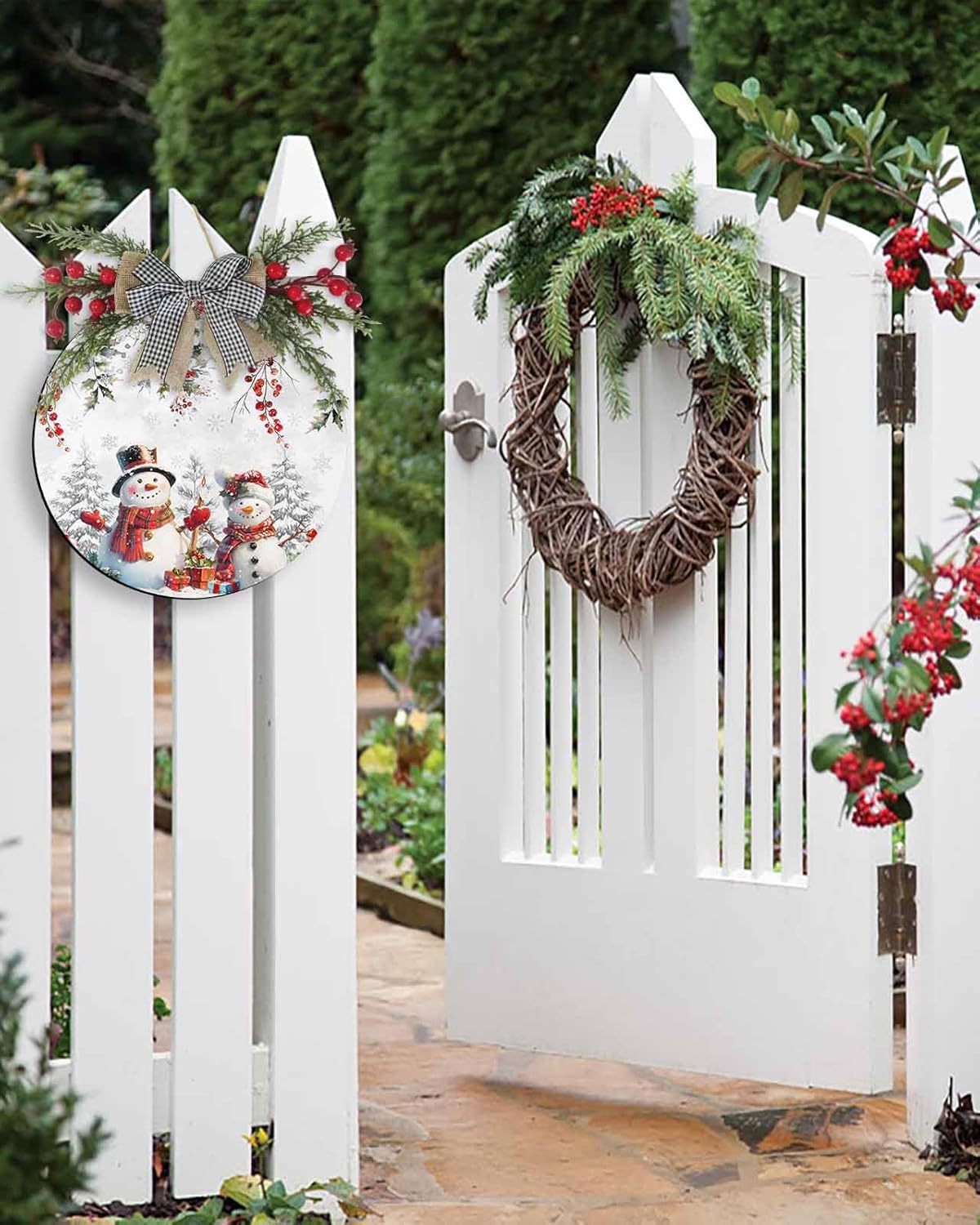 Christmas Wreath Welcome Sign Decor Door