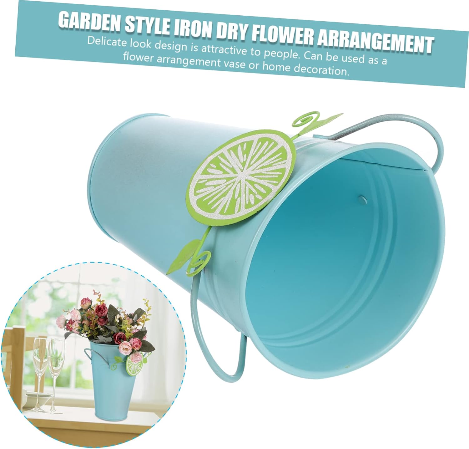 CIMAXIC 1pc Floral Vase Rustic Home Decor Iron Vase