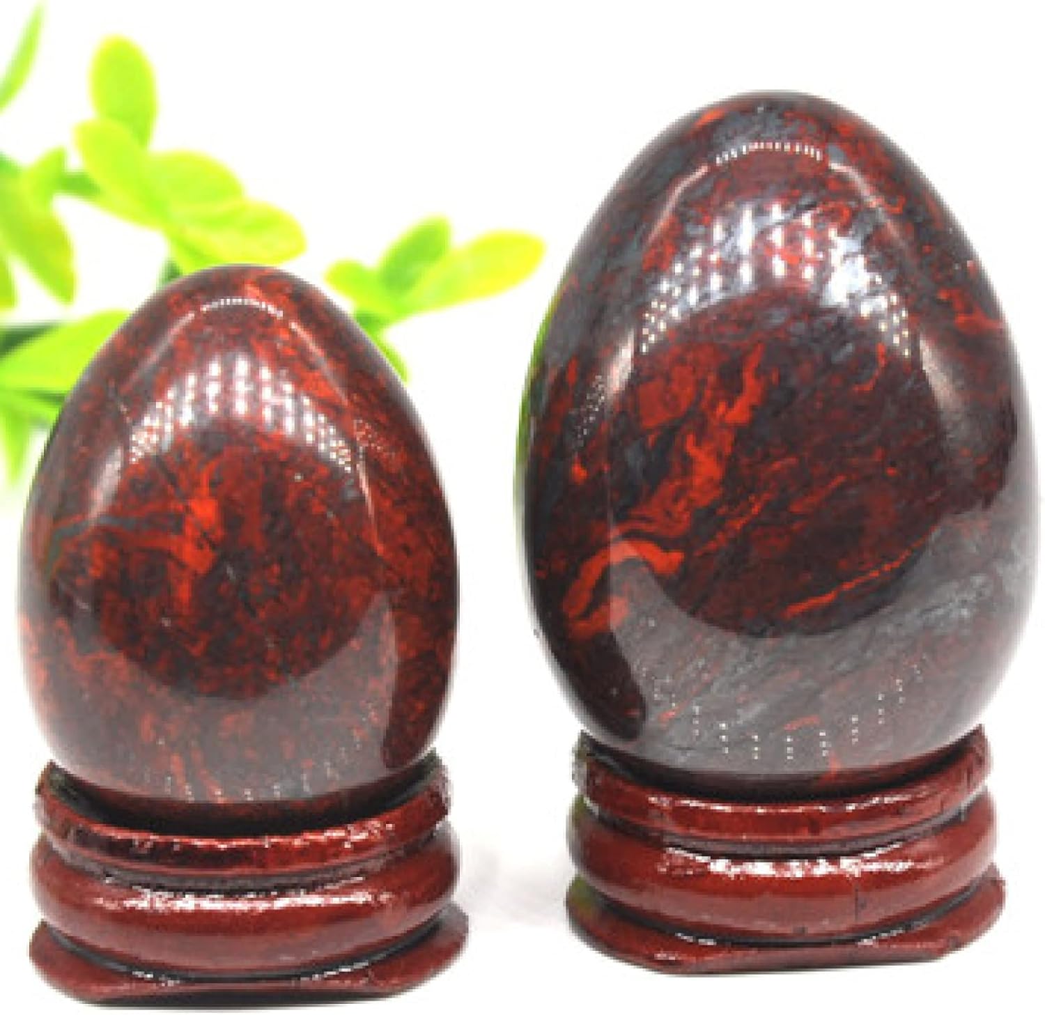 YEAHSO Pink Rhodonite Crystal Stone Egg Shape Decor