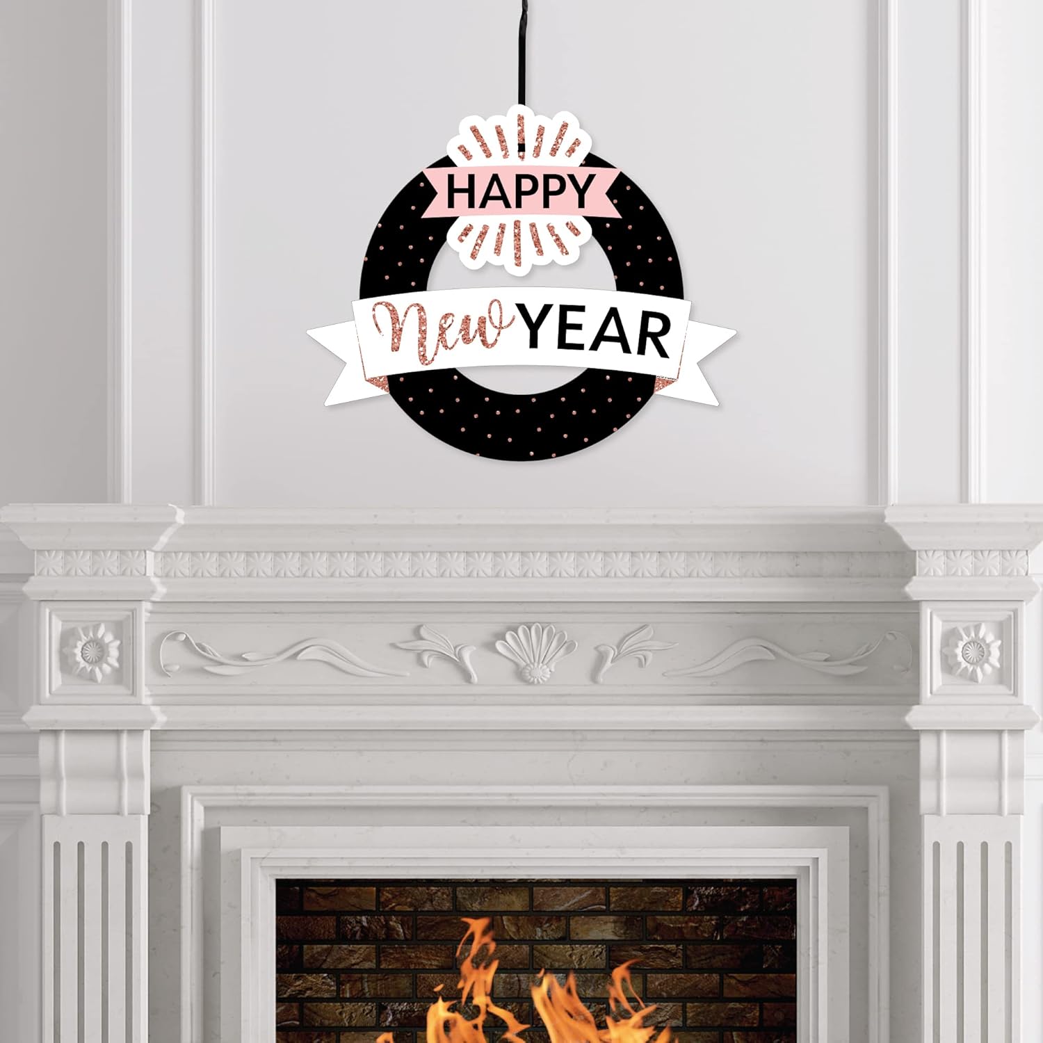 Rose Gold Happy New Year Front Door Wreath