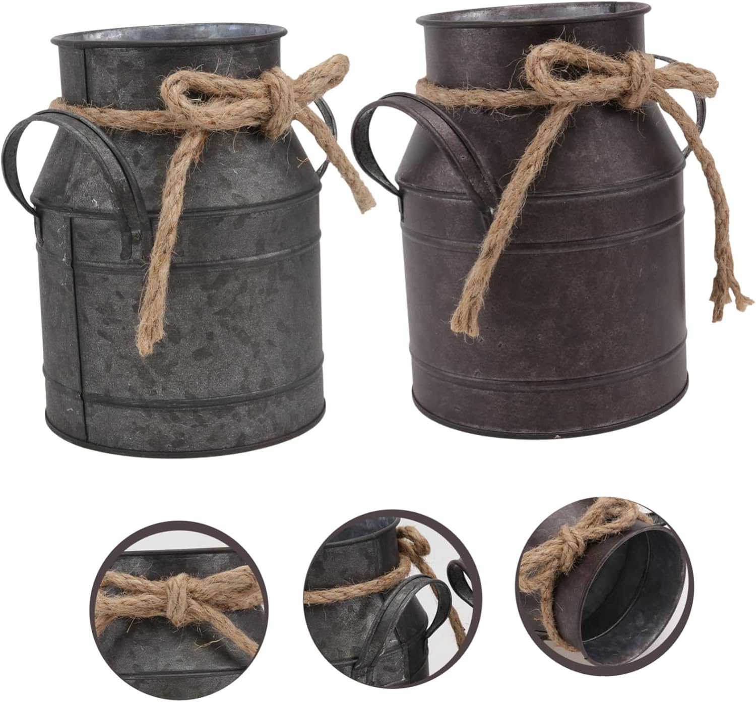 2pcs Vintage Iron Flower Bucket for Succulents Retro Decor with Small Handle for Home and Garden