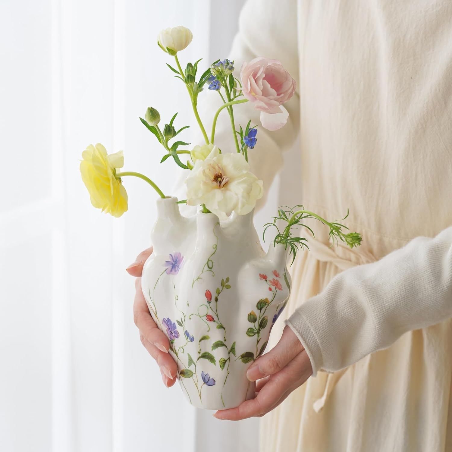 Irregular Heart Shape Ceramic Vase for Vintage Flora