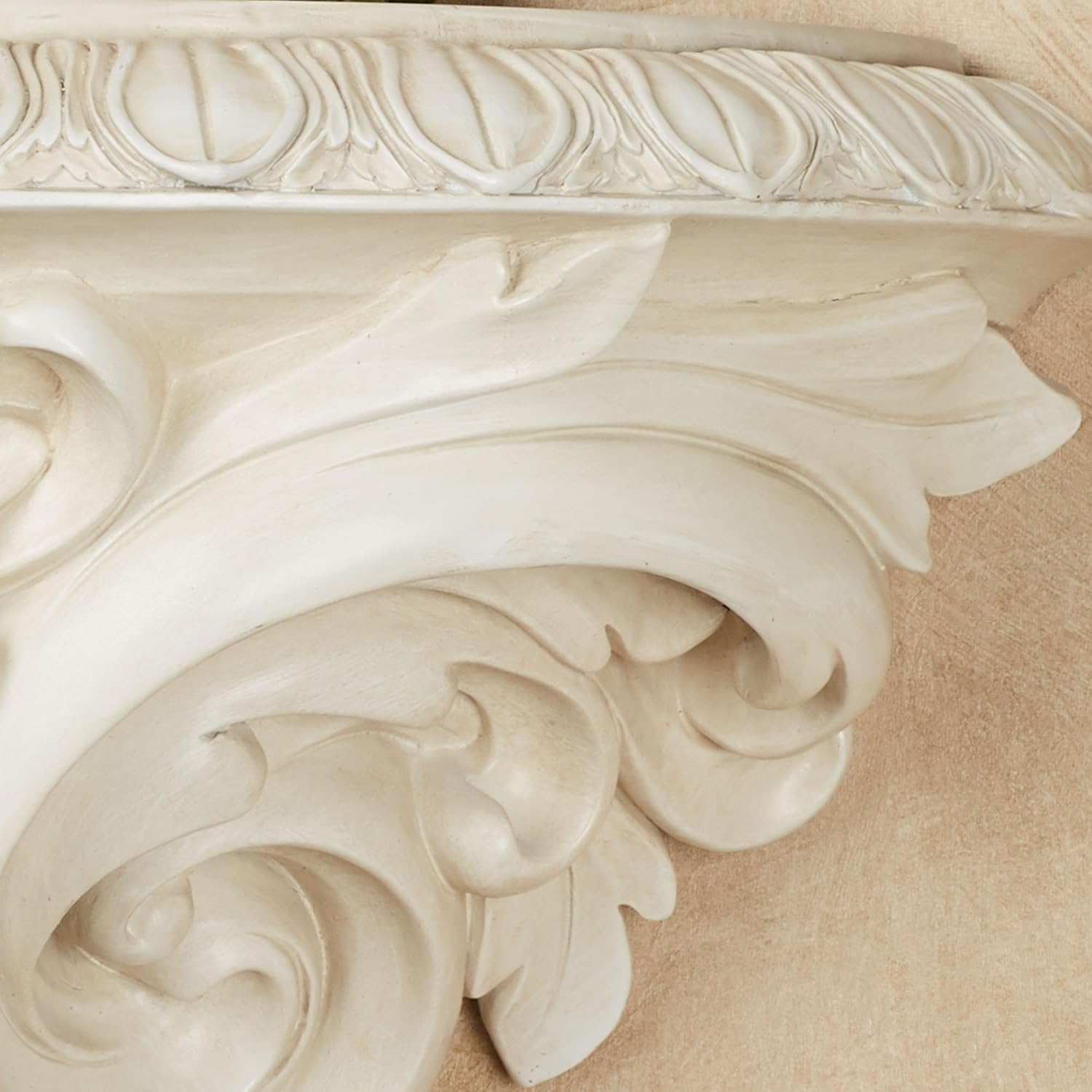 Touch of Class Clareville Antique White Acanthus Leaf Wall Shelf