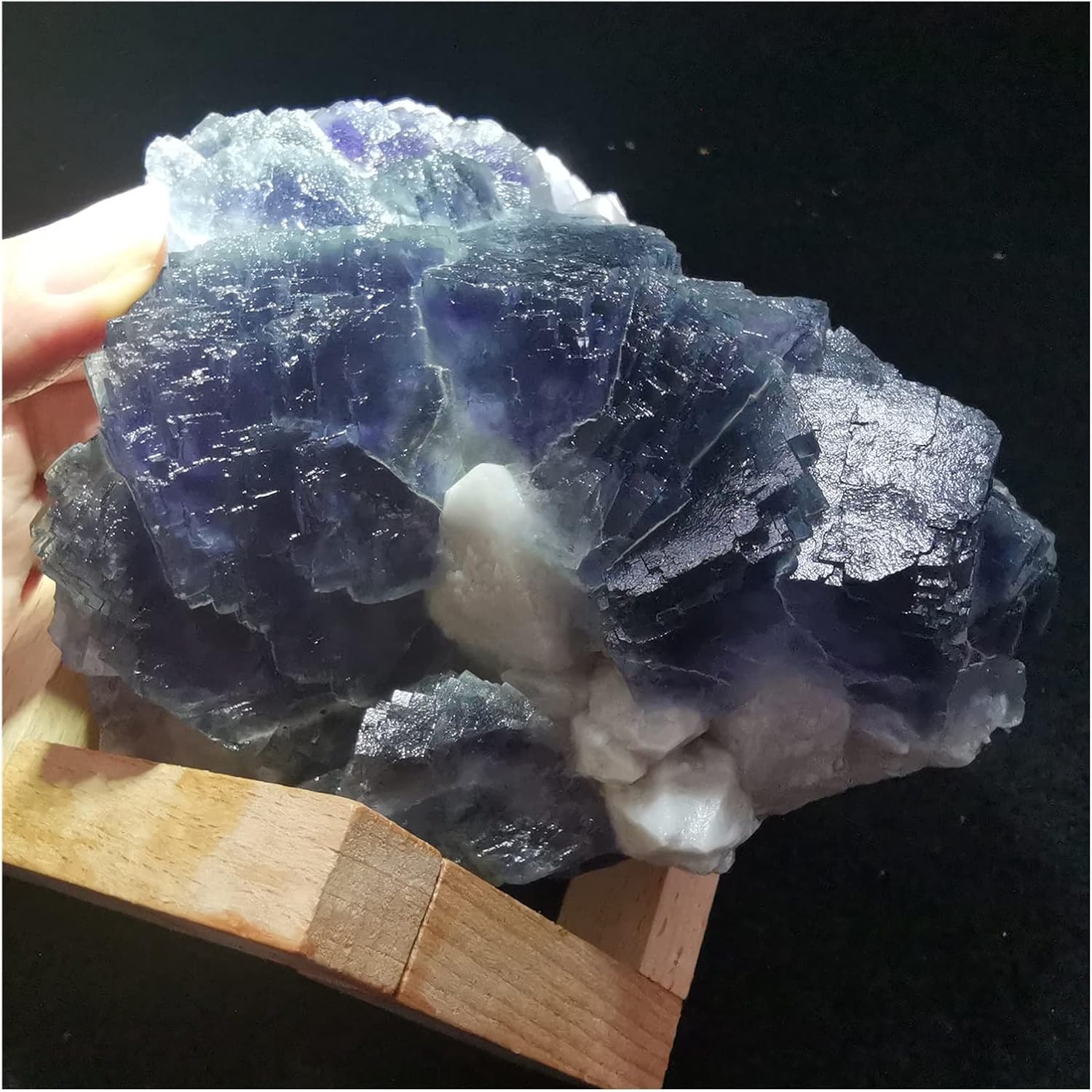 FIDEMM Natural Crystal Rough Purple Blue Fluorite and Quartz Mineral Specimen