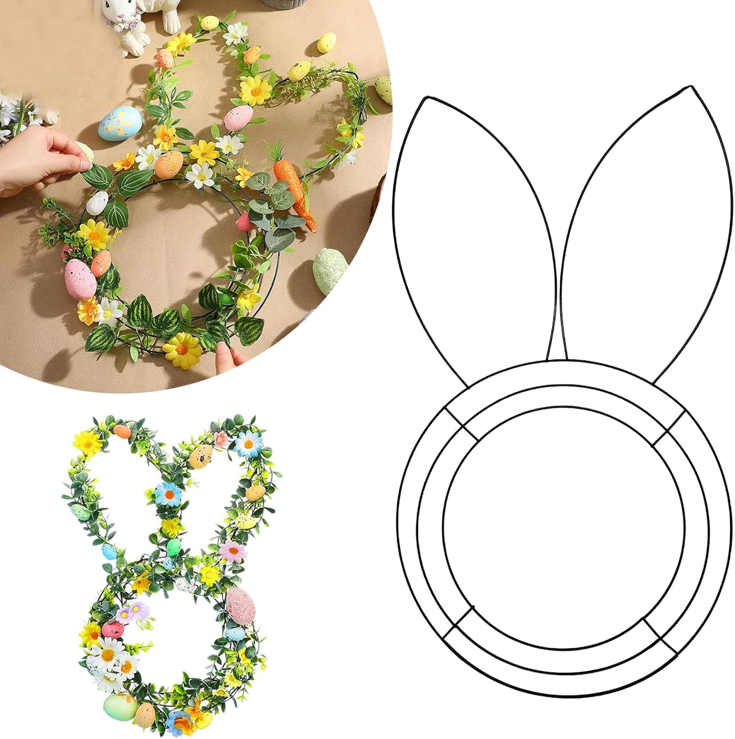 Goodliest 6 Pcs Easter Bunny Wreath Frame for DIY