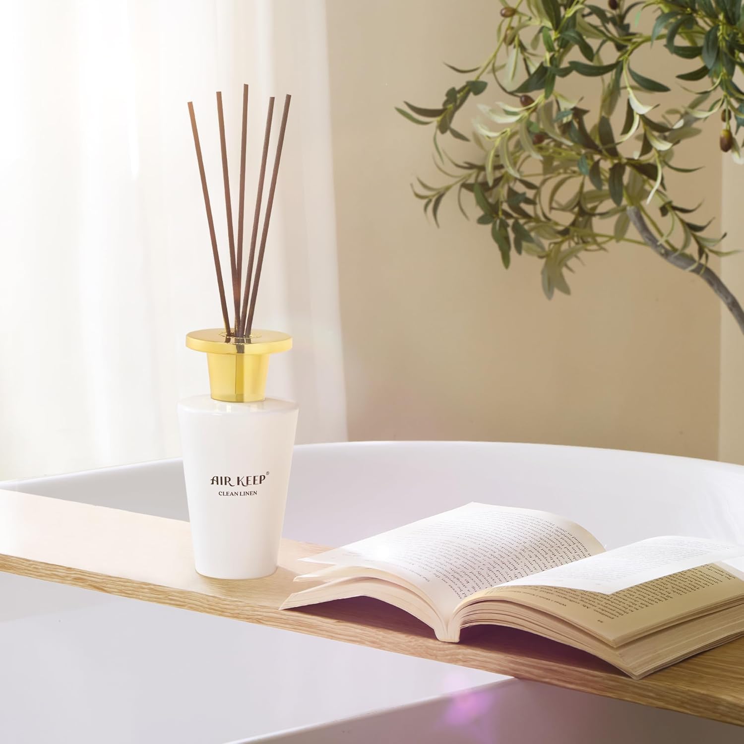 Airkeep Reed Diffuser Set 507 Fl Oz Clean Linen Scent