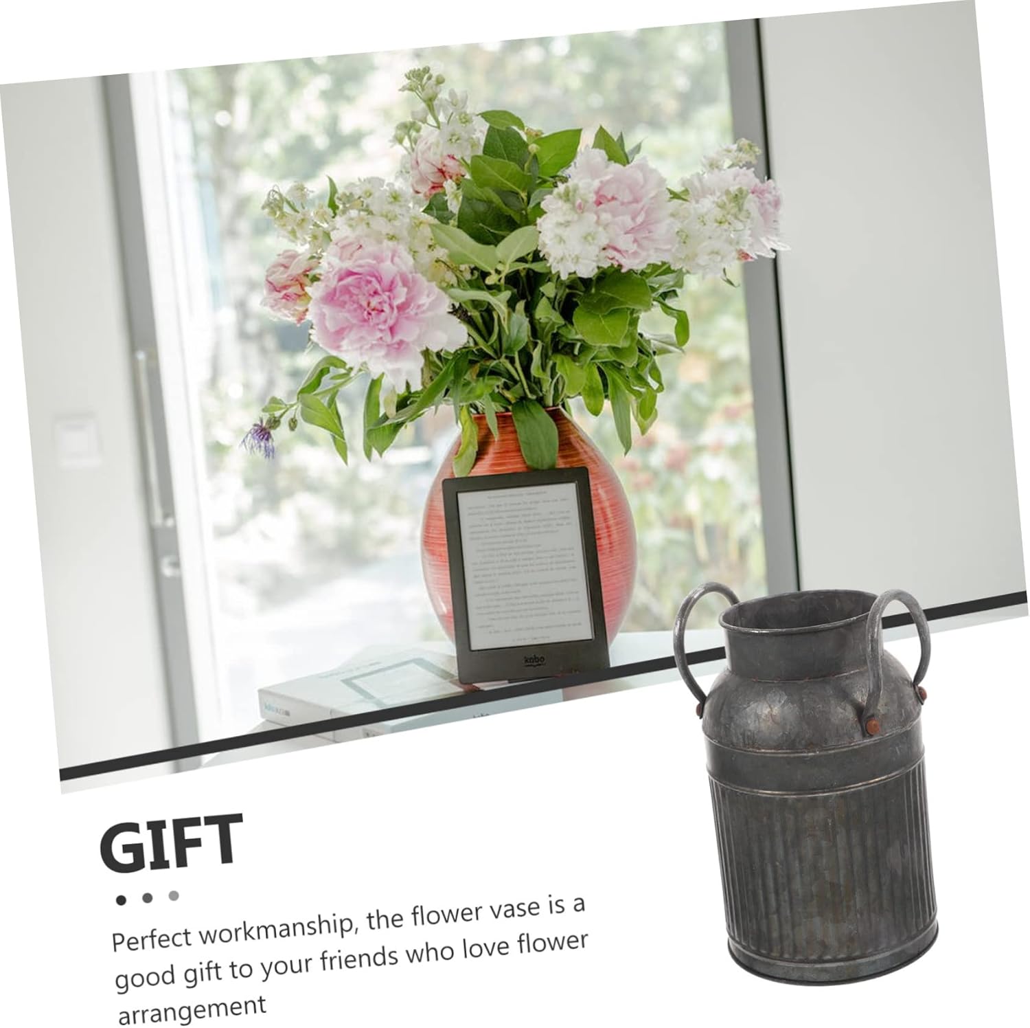 Vintage Flower Bucket Planter Pot Rustic Decorative Vase for Balcony