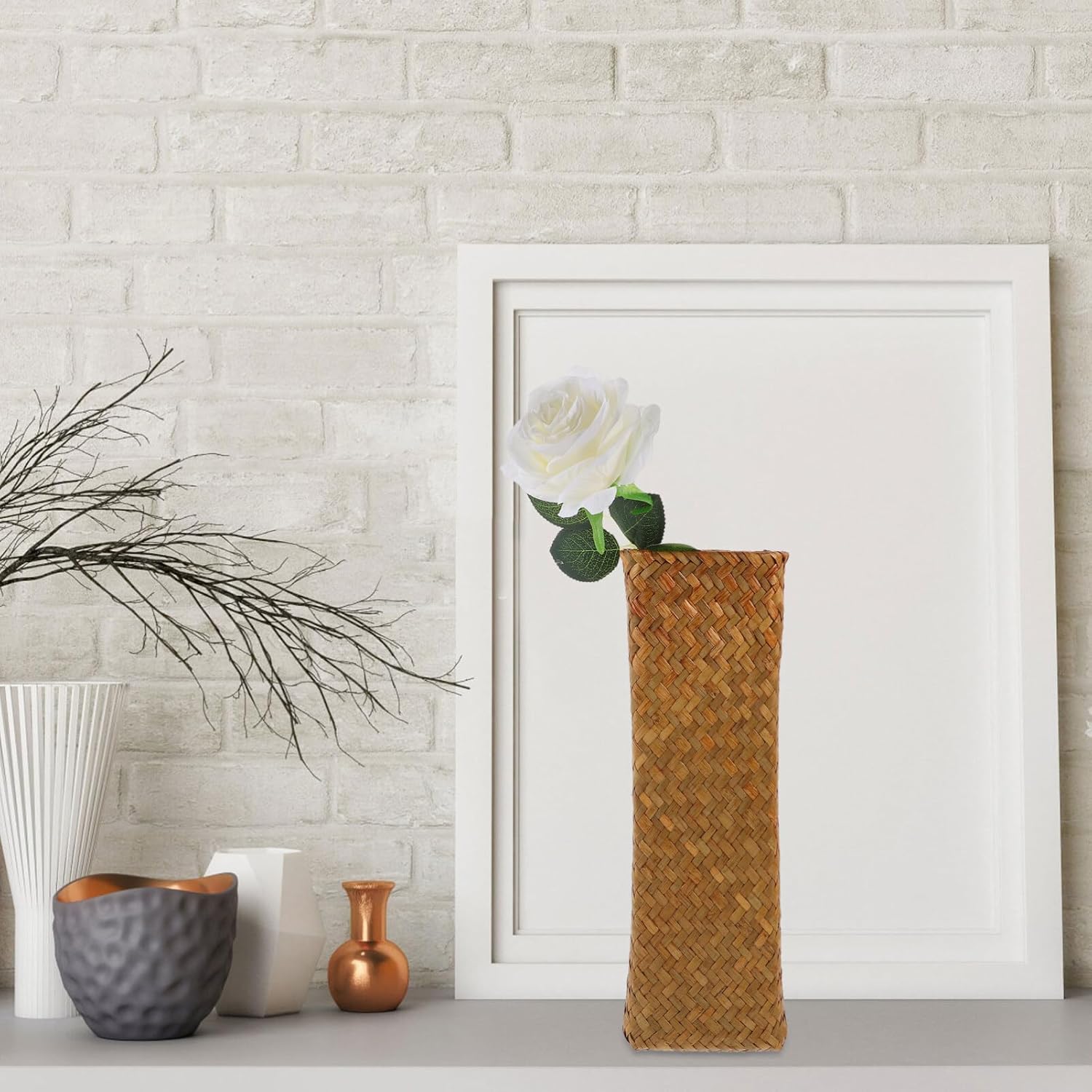 Alipis Natural Seaweed Wicker Vase Tall Plant Holder
