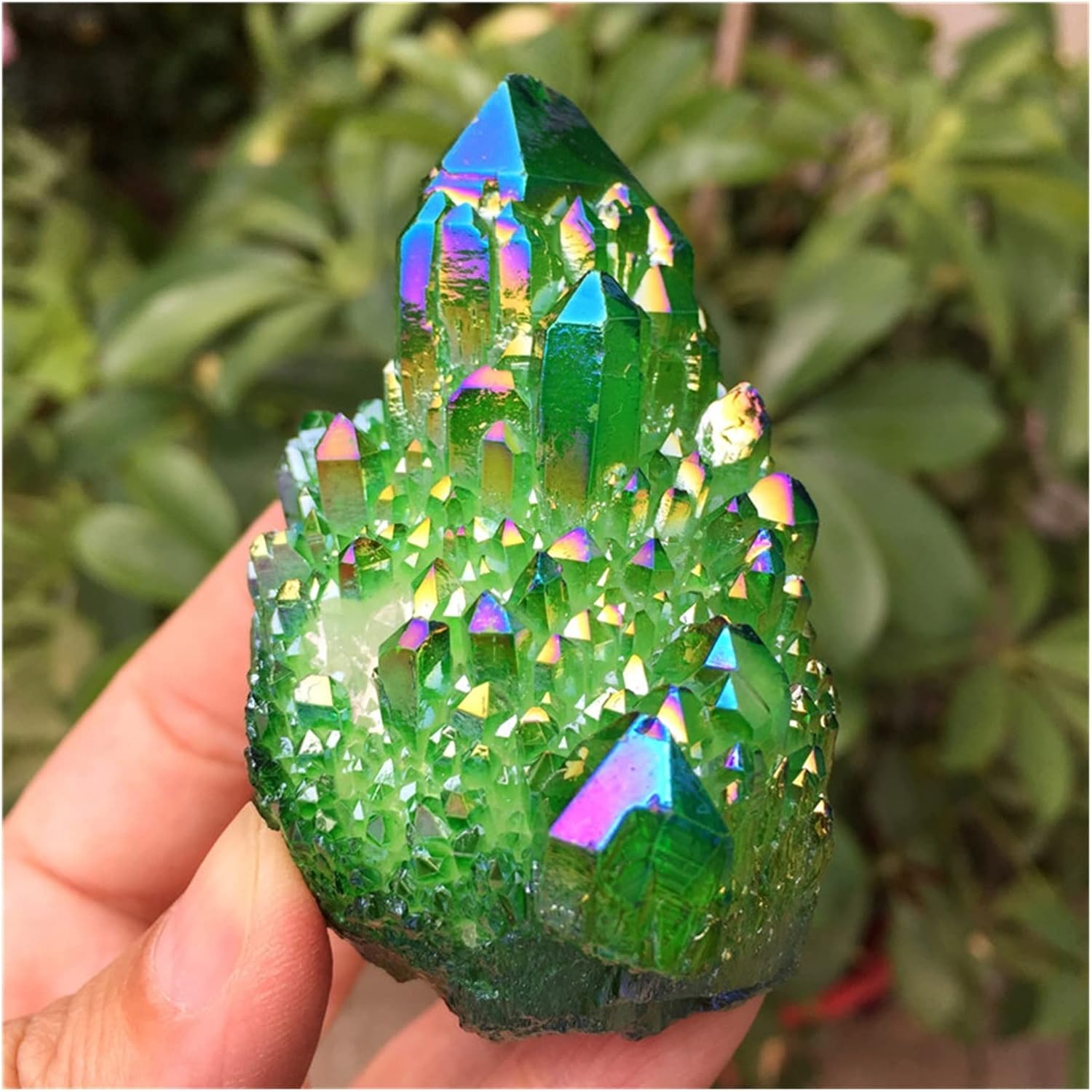 FLOAPA Green Aura Crystal Cluster for Home and Office Decoration