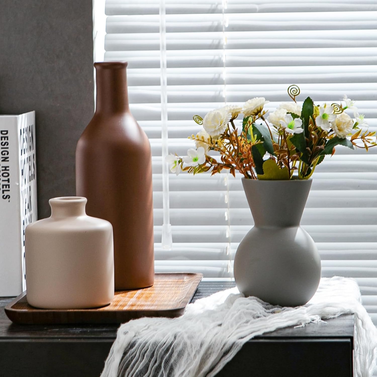 Modern Ceramic Flower Vase Set - 3 Pcs for Home Decor