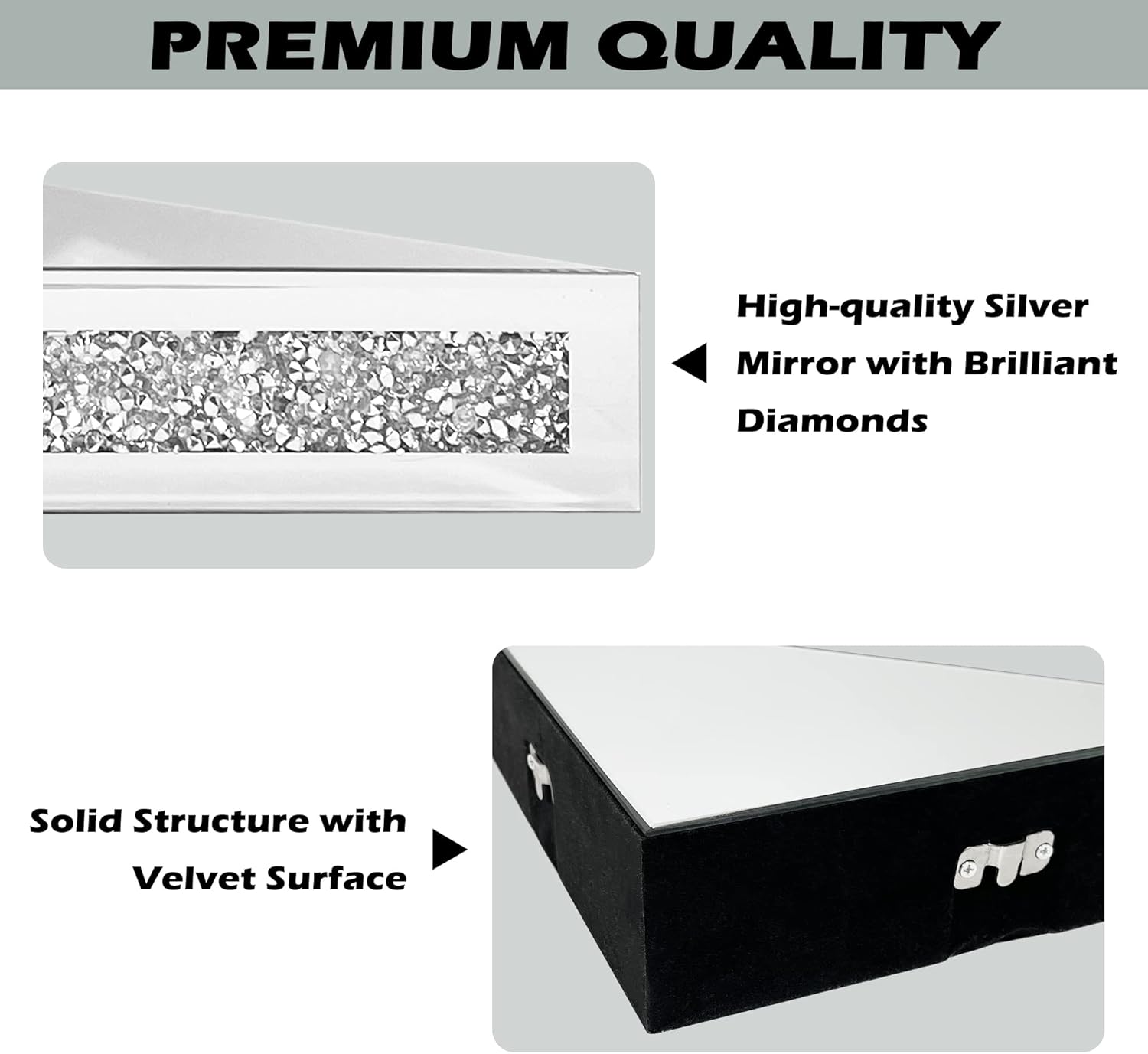 Royxen Floating Corner Shelves 2 Sets Crystal Mirrored
