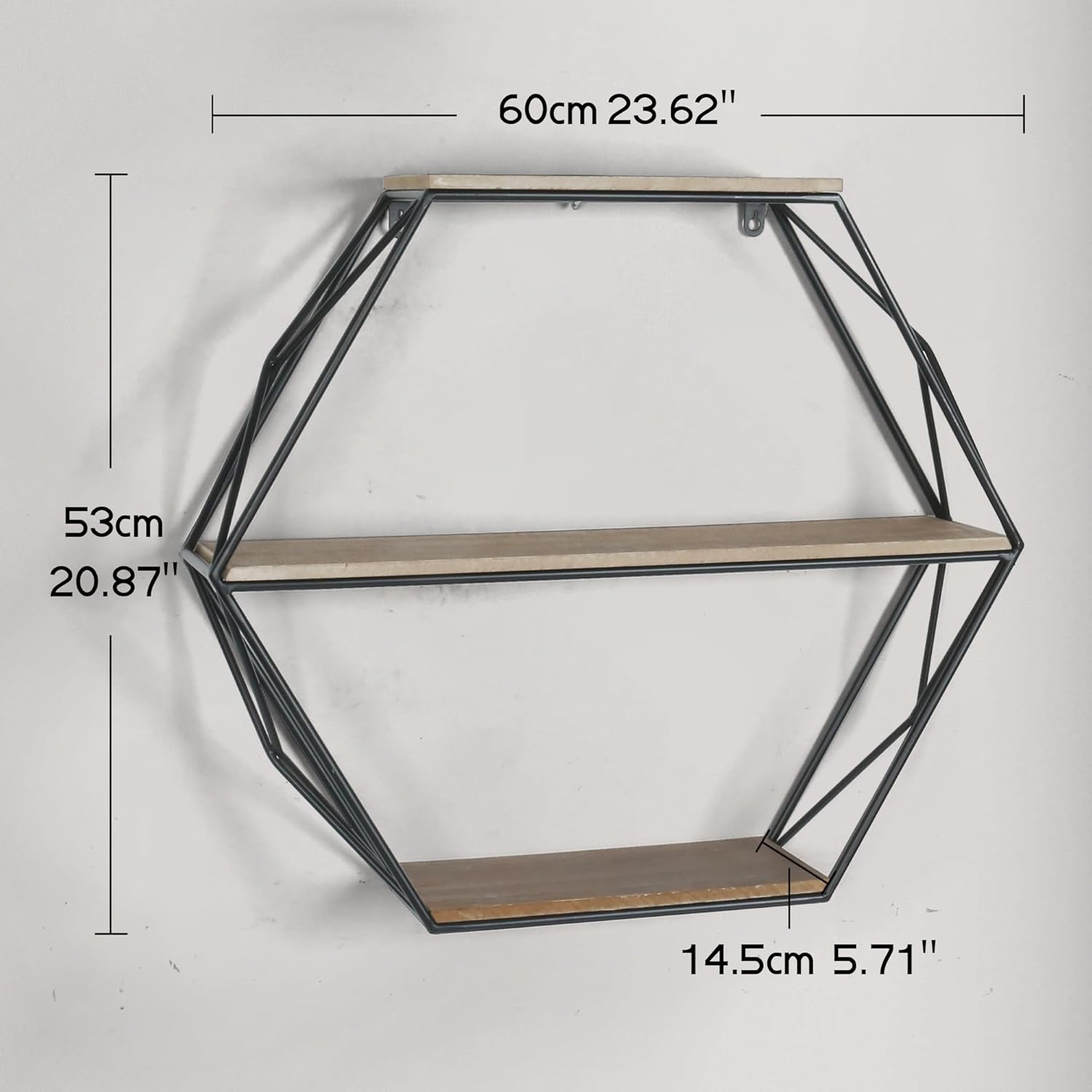 Oakrain Black Floating Wall Shelf Hexagon Living Room Bedroom
