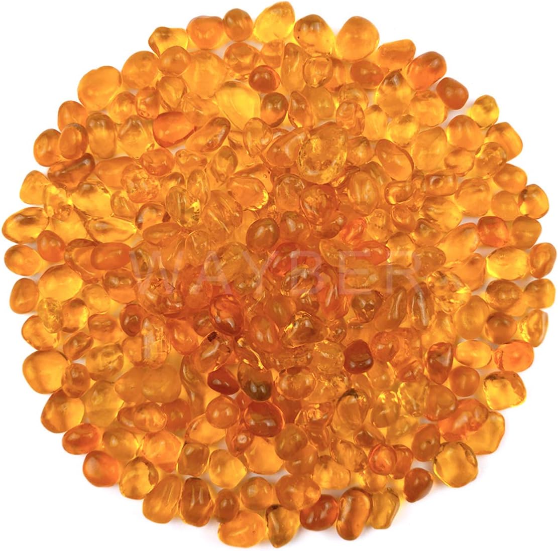 WAYBER Glass Stones 1Lb Orange Irregular Sea Glass Pebbles