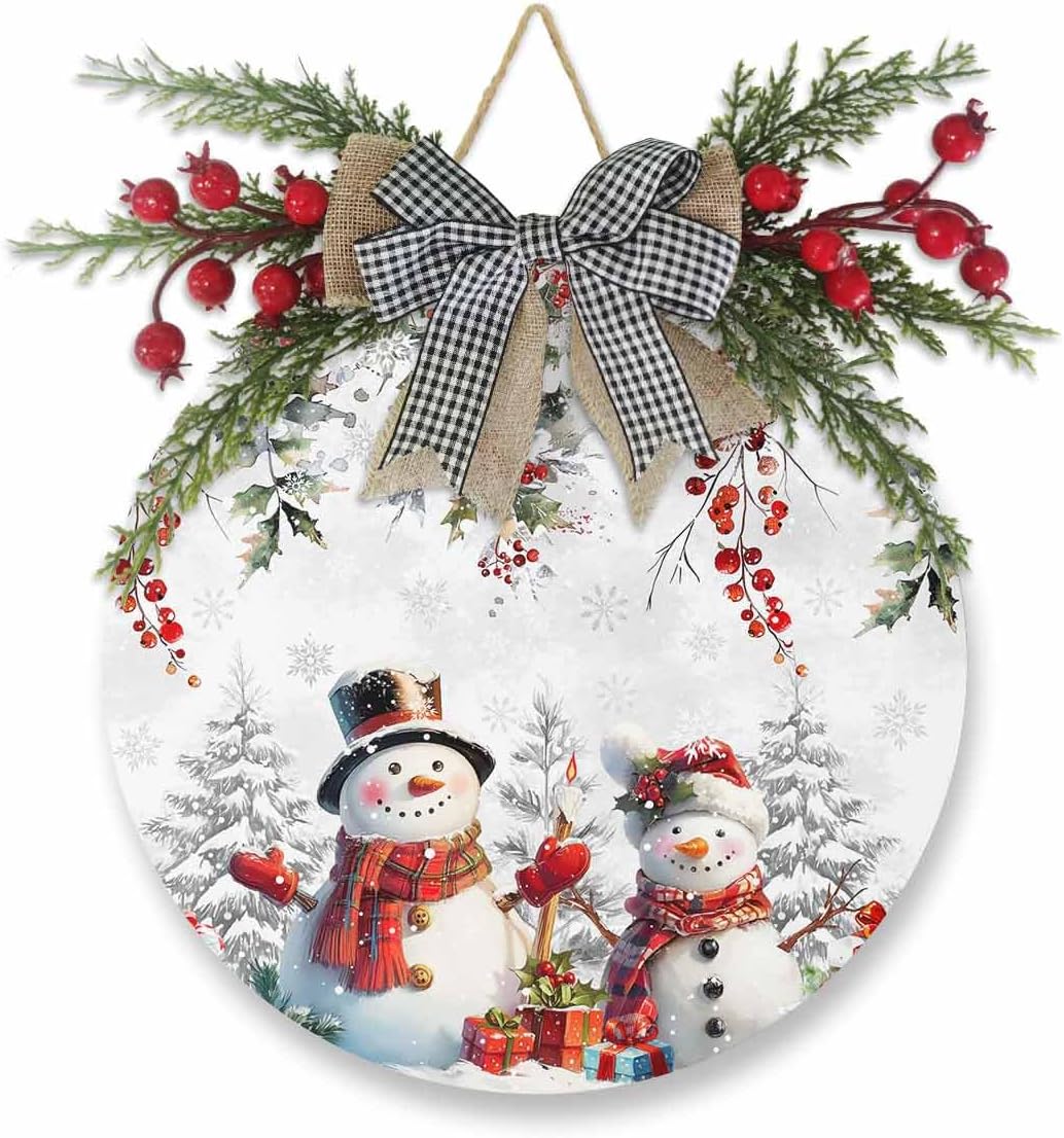 Christmas Wreath Welcome Sign Decor Door