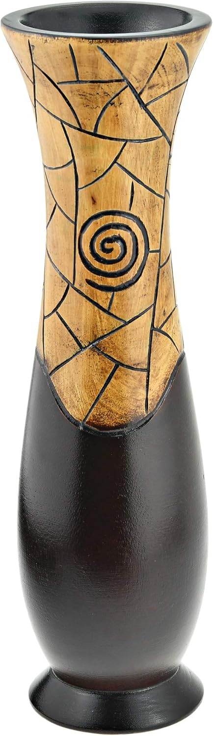 AeraVida Handcarved Wooden Spiral Accent Vase