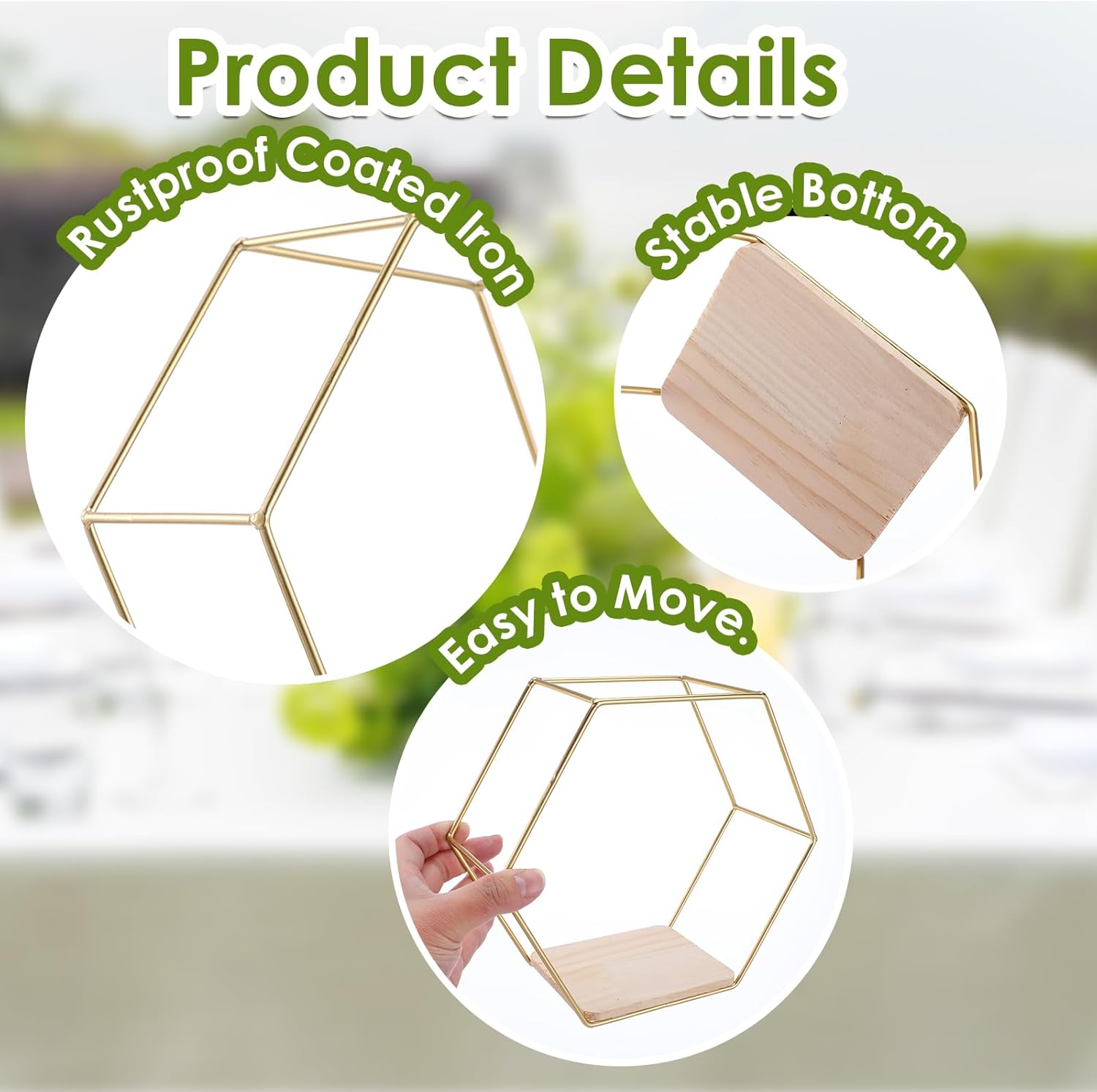 Wall Mounted Hexagon Floating Shelves Set of 3