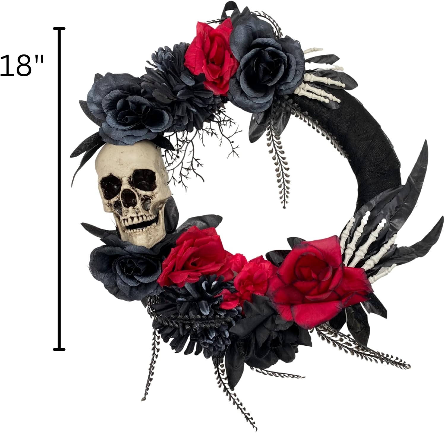 Needzo Halloween Skeleton Wreath Front Door 18 Inch