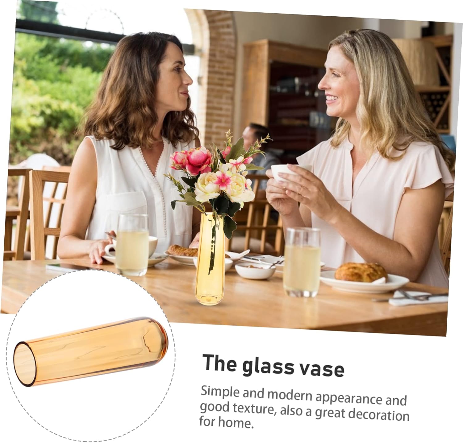 Amosfun Modern Glass Flower Vase for Home Office Decor
