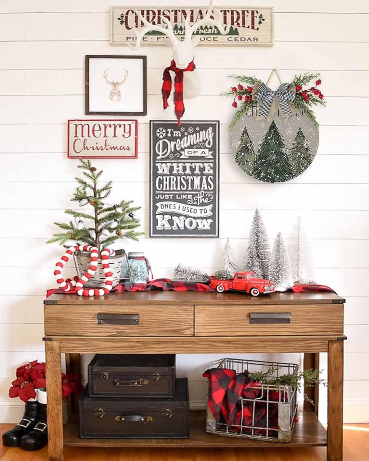 LooPoP Christmas Wreath Welcome Sign Door Decor