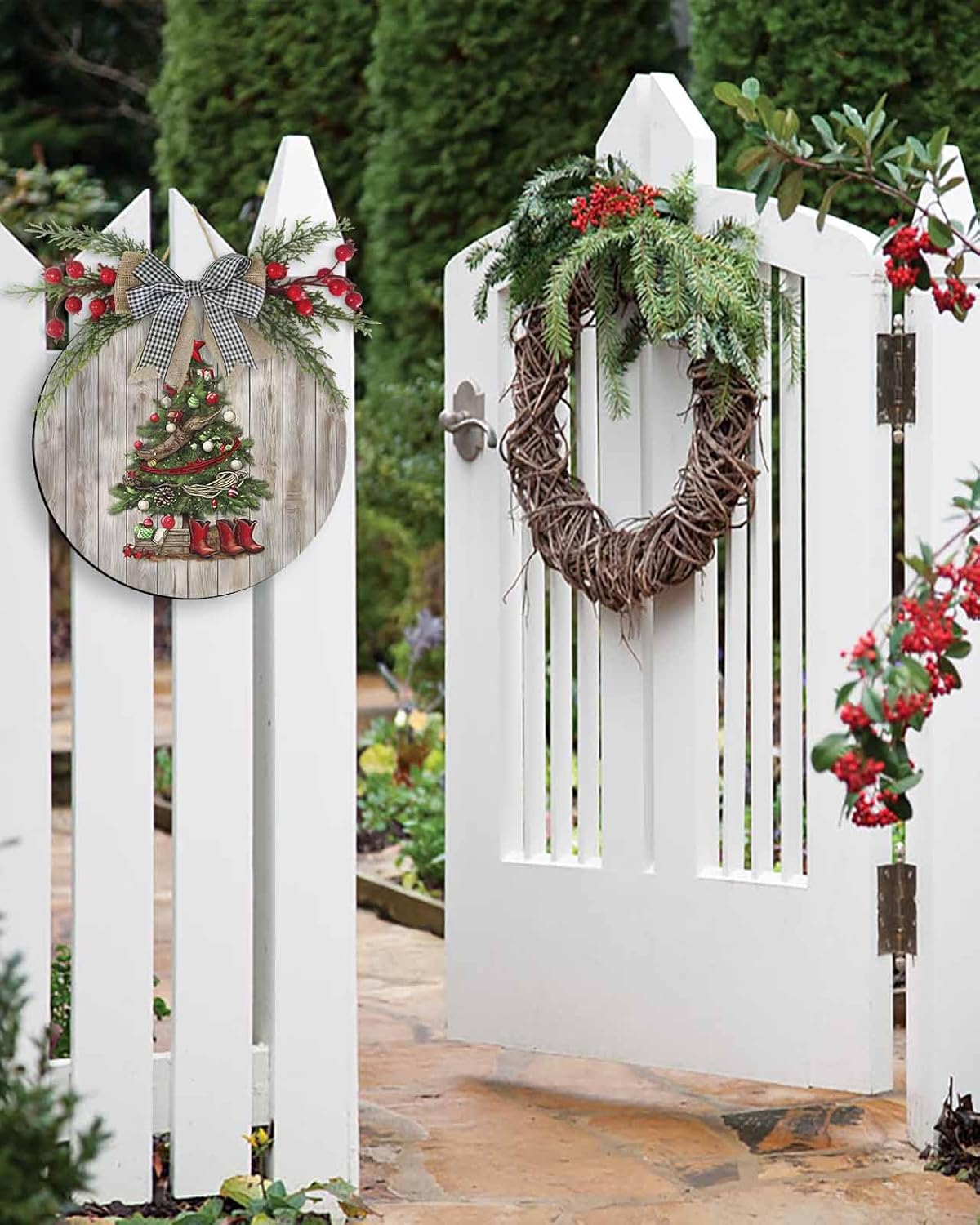 Welcome Sign Christmas Wreath Door Decor 1