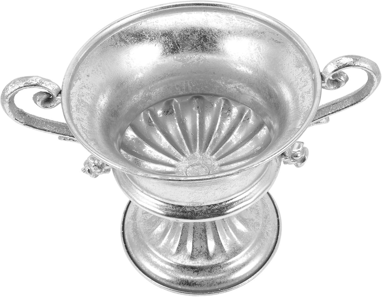 Vintage Silver Footed Vase Chinoiserie Design
